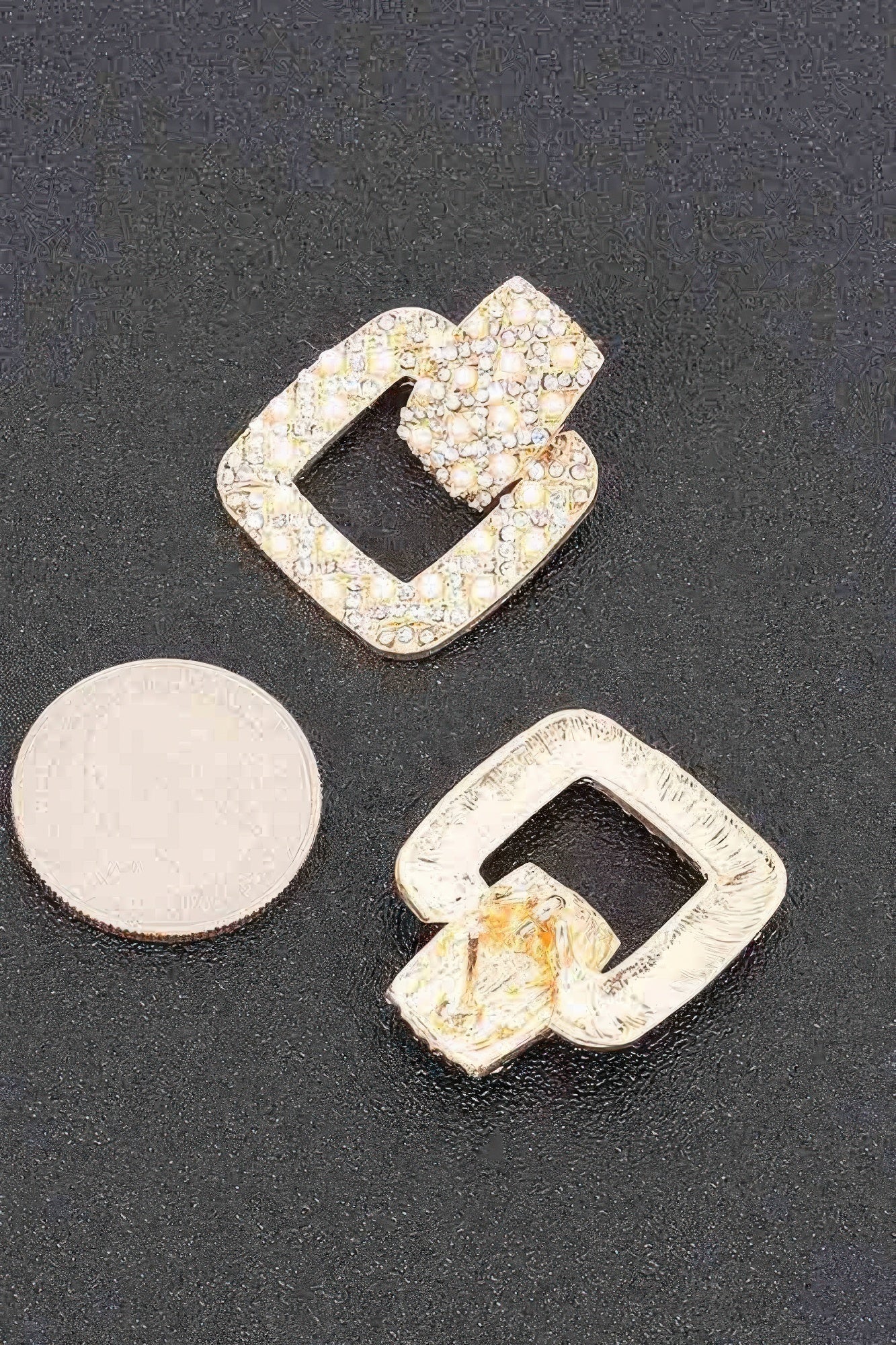 Rectangle Link Faux Pearlrhinestonedangle Earrings product image