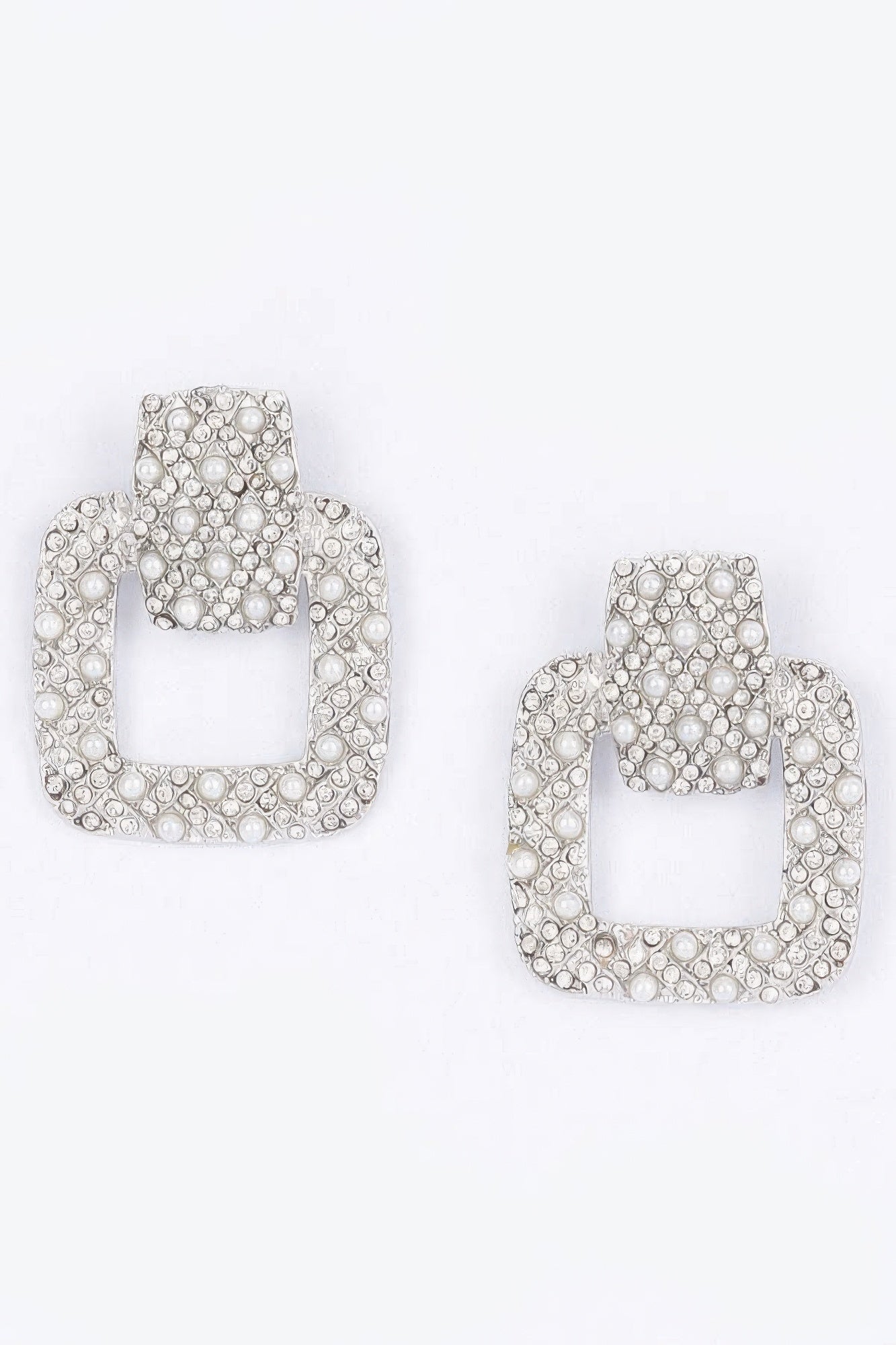 Rectangle Link Faux Pearlrhinestonedangle Earrings product image