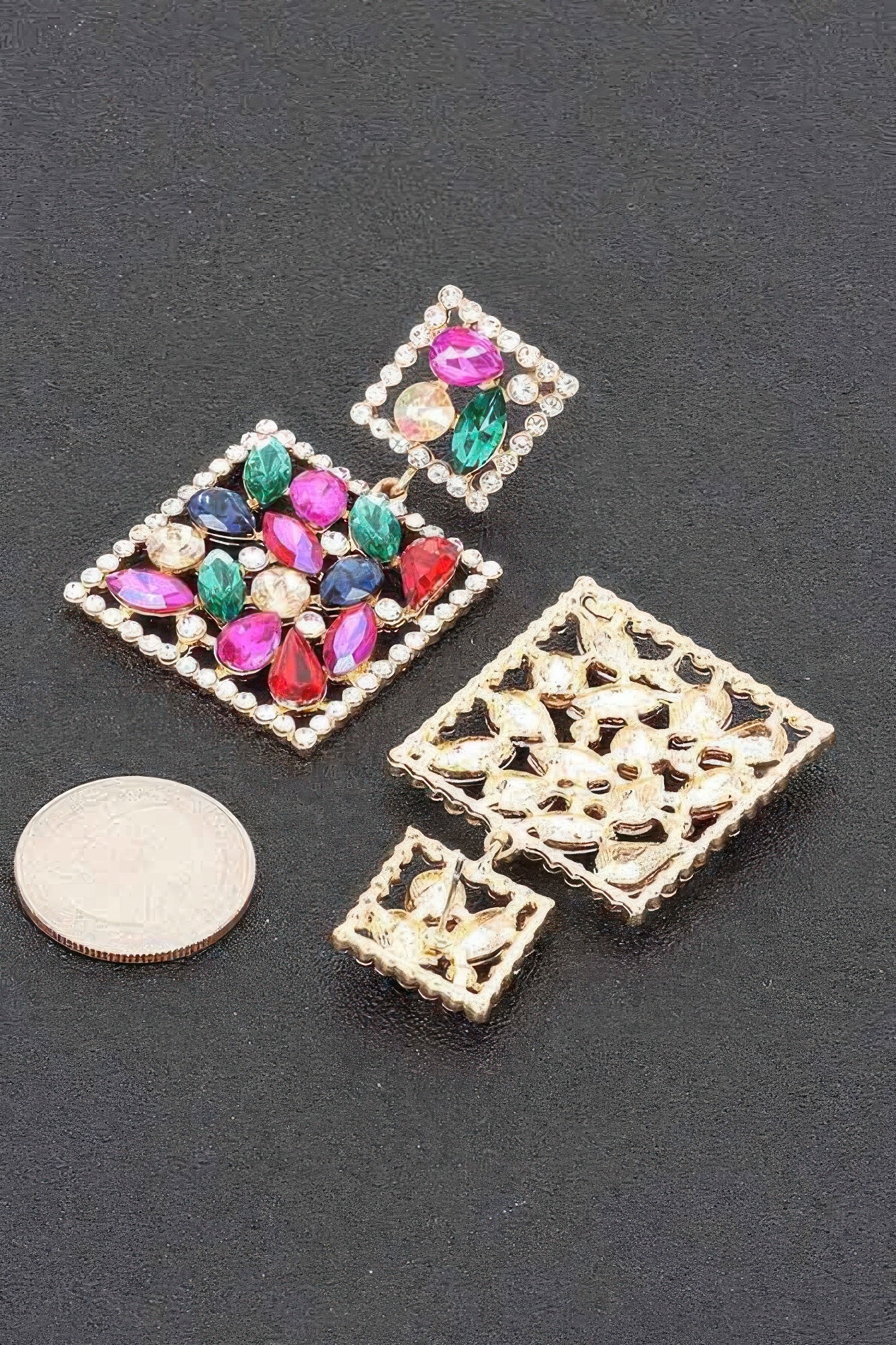 Square Dangle Rhinestone Earring product image