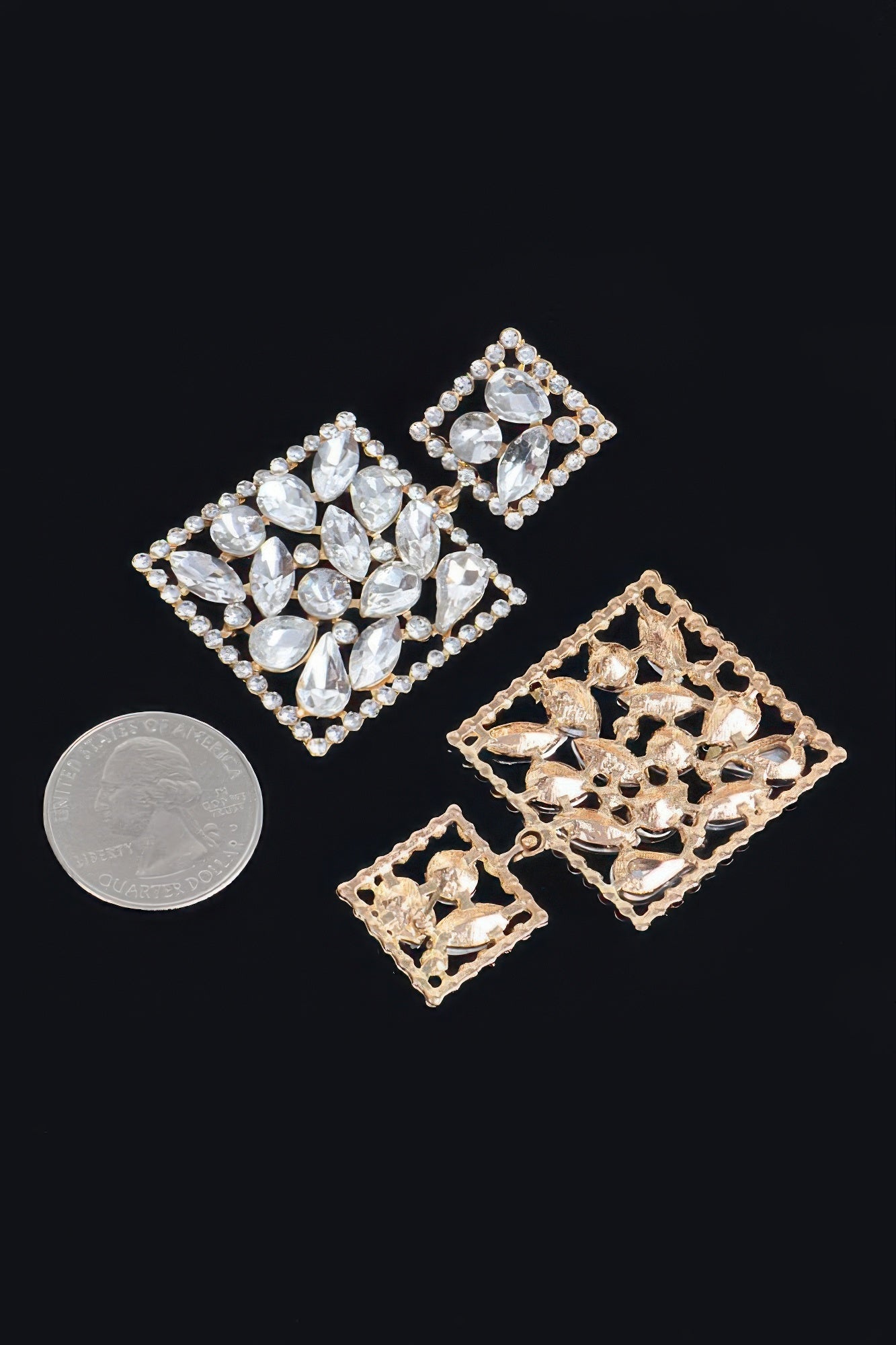 Square Dangle Rhinestone Earring product image