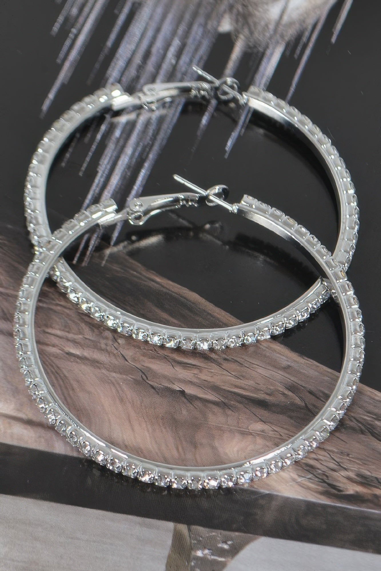 5cm Double Rhinestone Hoop Earrings product image