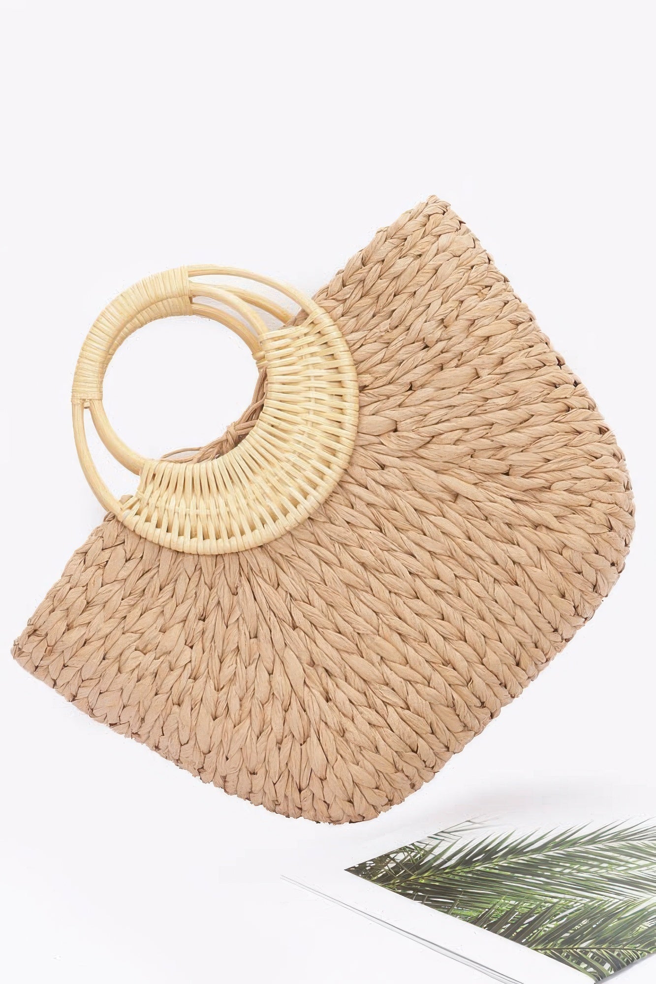 Faux Straw Bamboo Handle Tote Bag product image