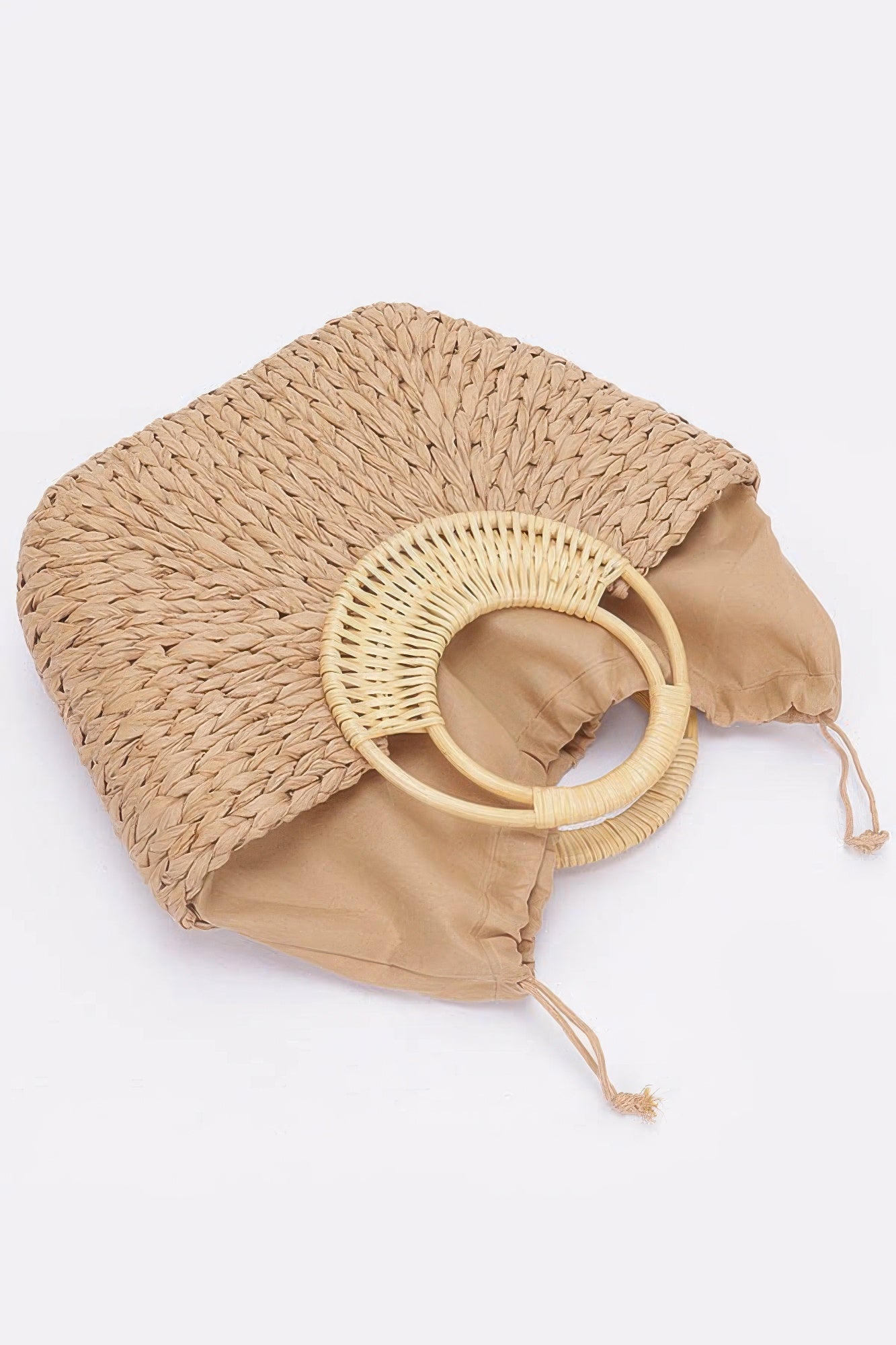 Faux Straw Bamboo Handle Tote Bag product image