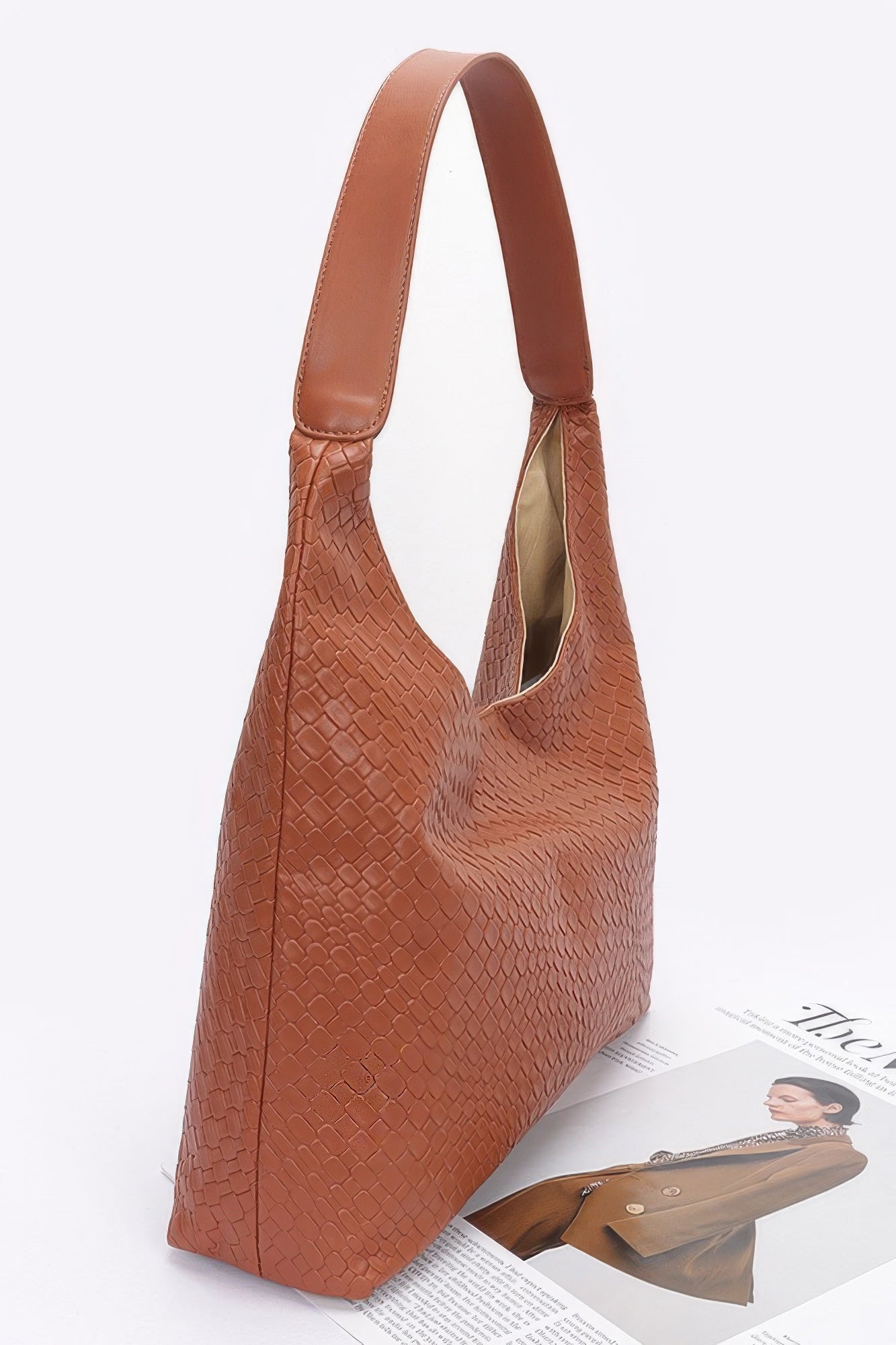 Embossed Faux Leather Shoulder Bag product image