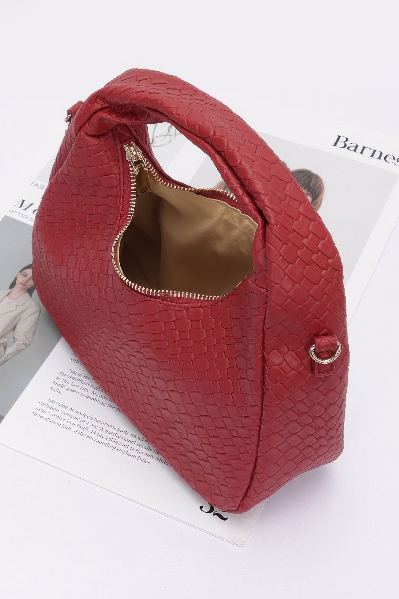 Embossed Faux Leather Hobo Bag product image