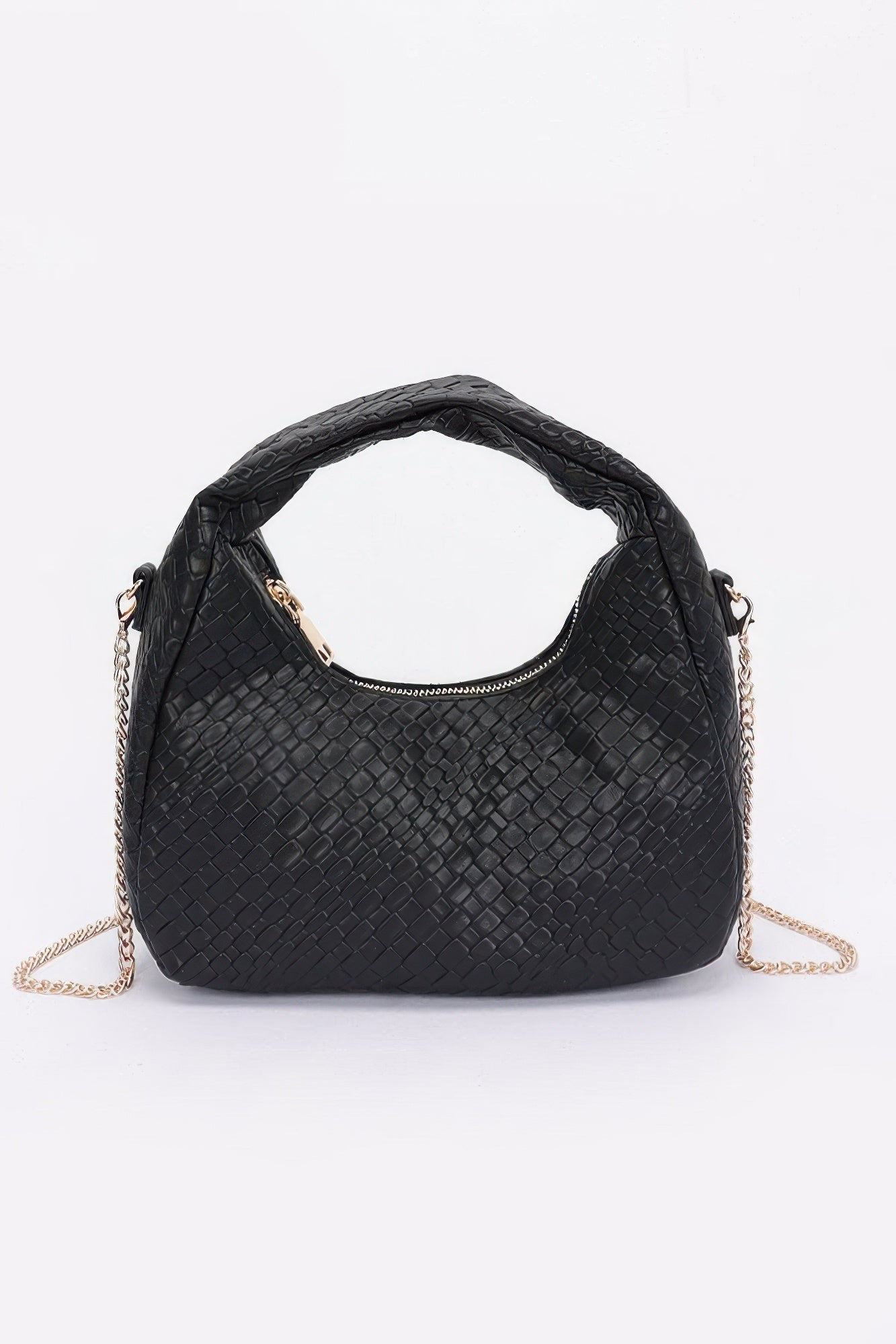 Embossed Faux Leather Hobo Bag product image