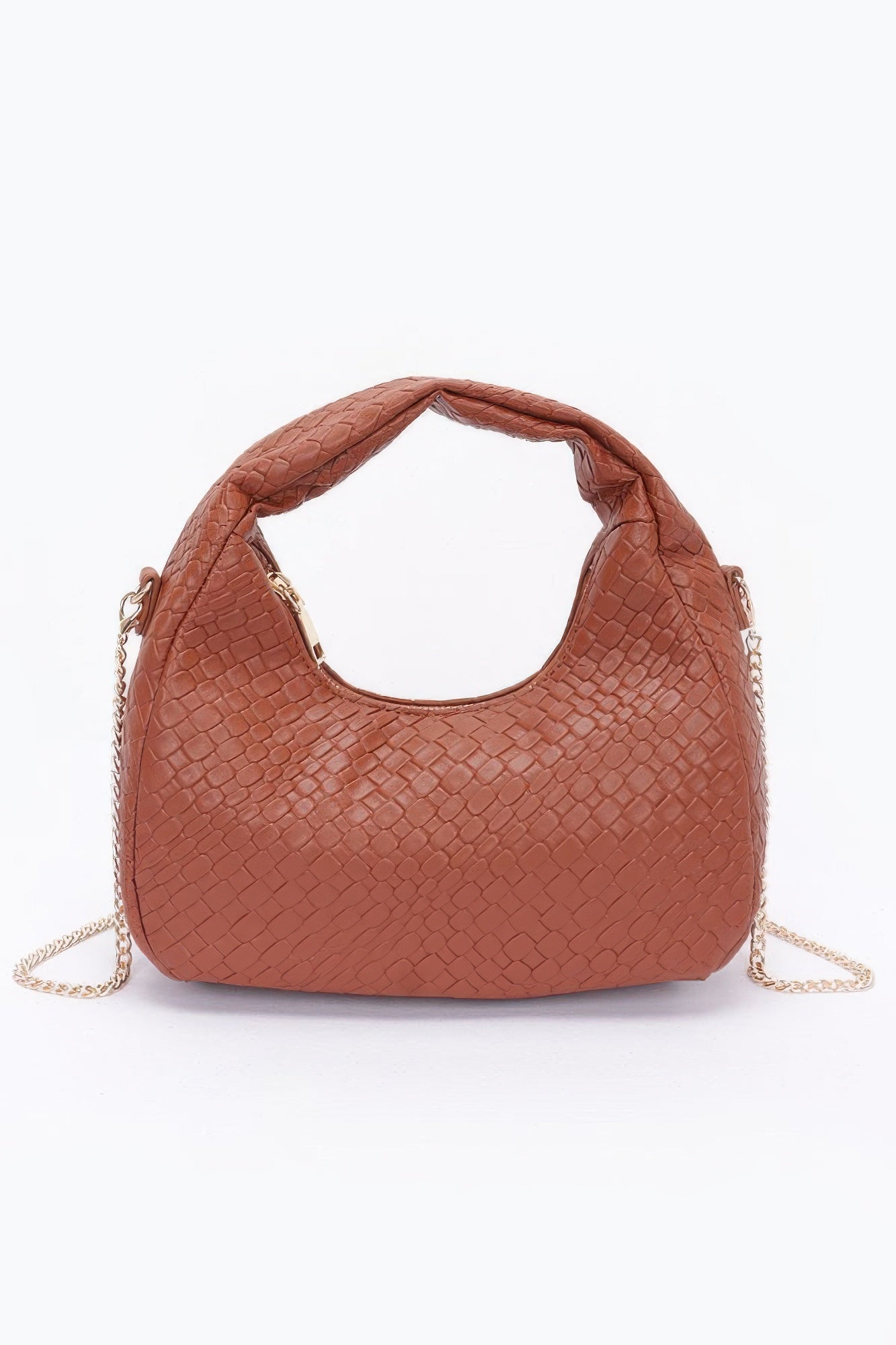 Embossed Faux Leather Hobo Bag product image