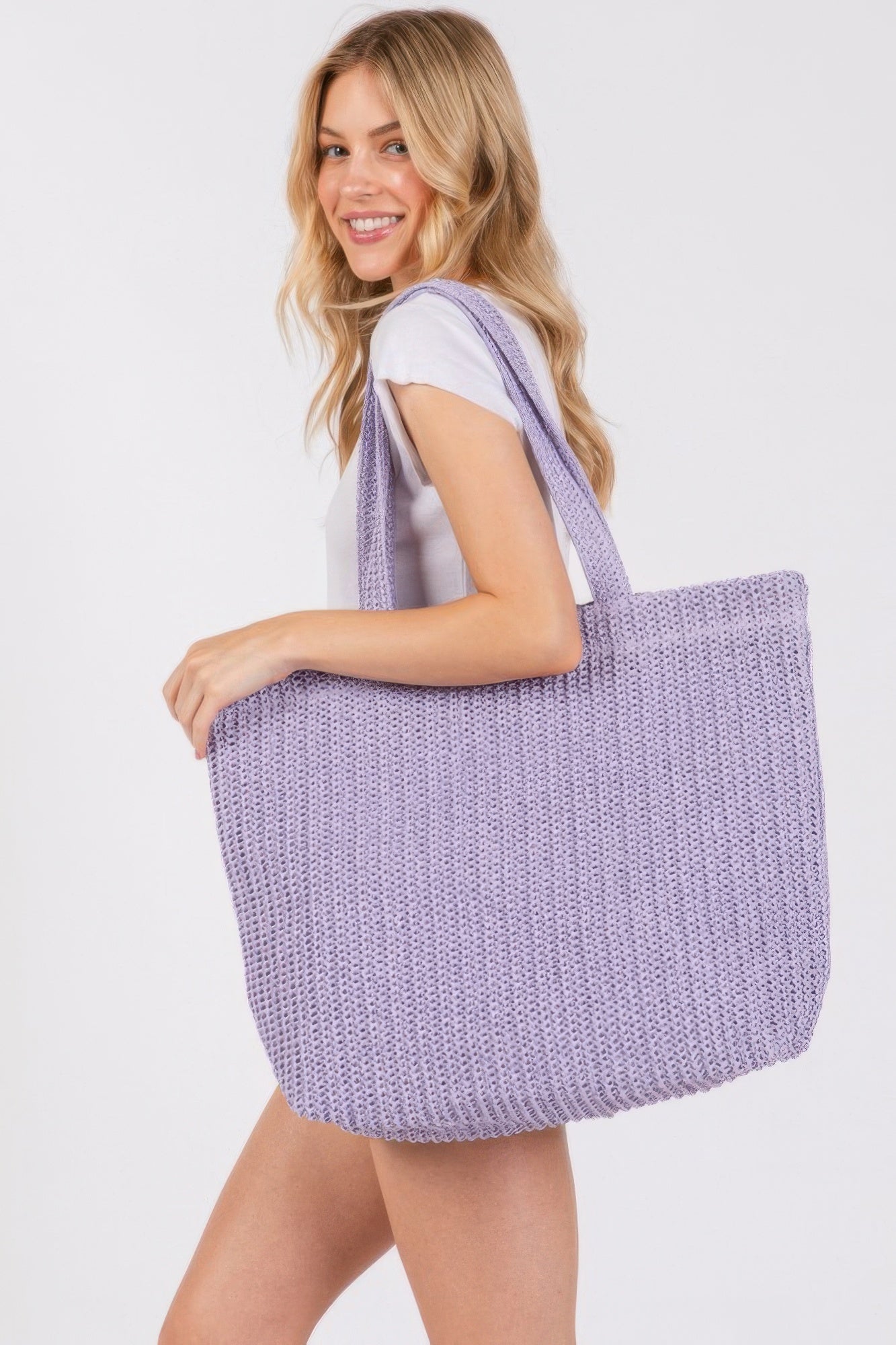 Solid Crochet Straw Bag product image