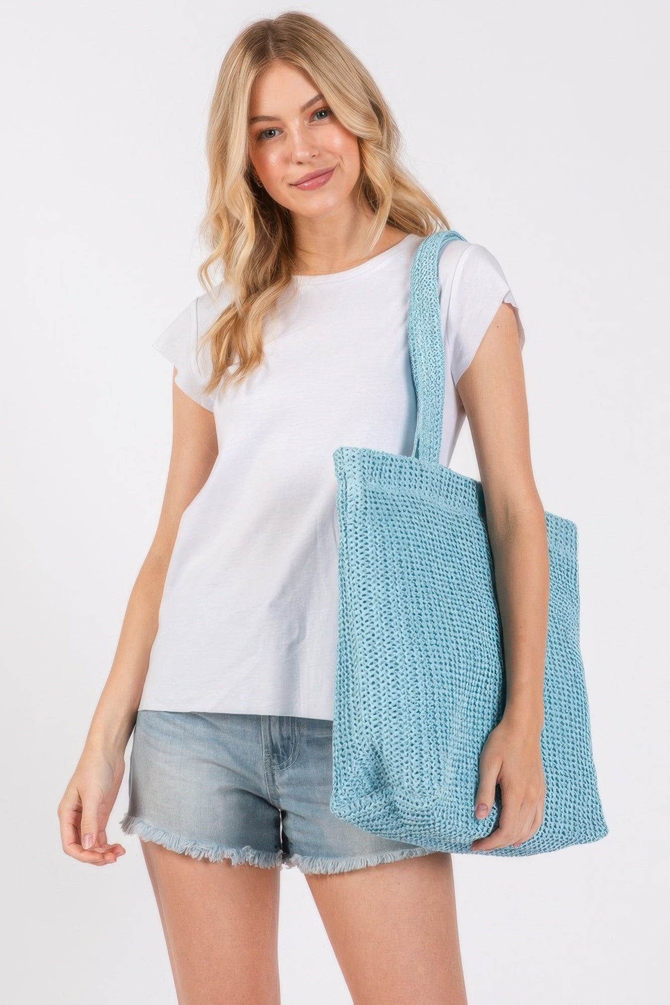 Solid Crochet Straw Bag product image