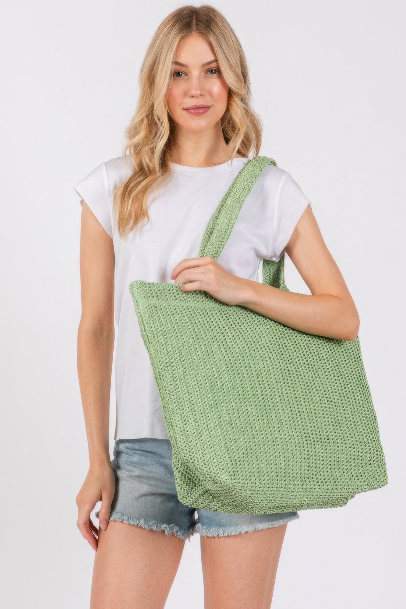Solid Crochet Straw Bag product image