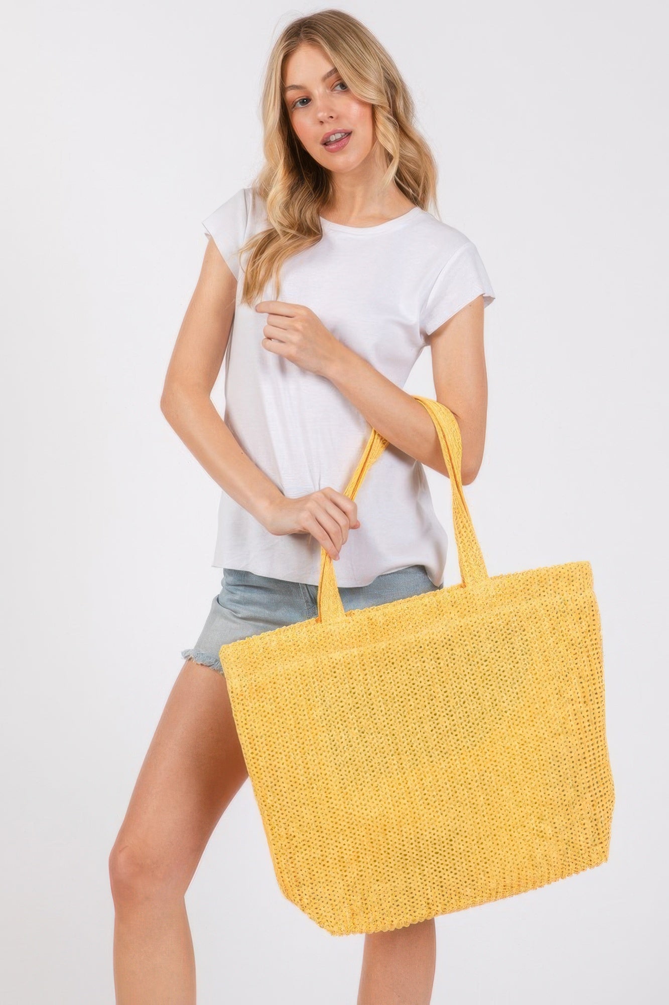 Solid Crochet Straw Bag product image