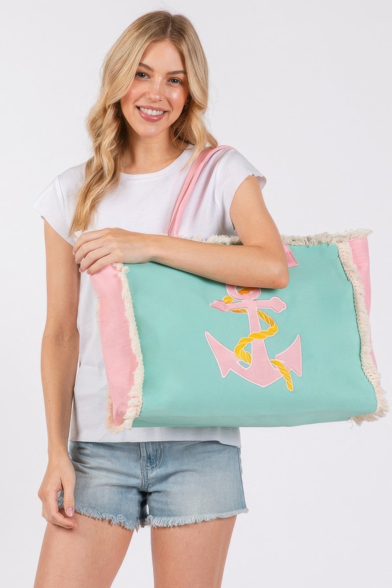 Embroidered Anchor Patch Fringe Tote Bag product image