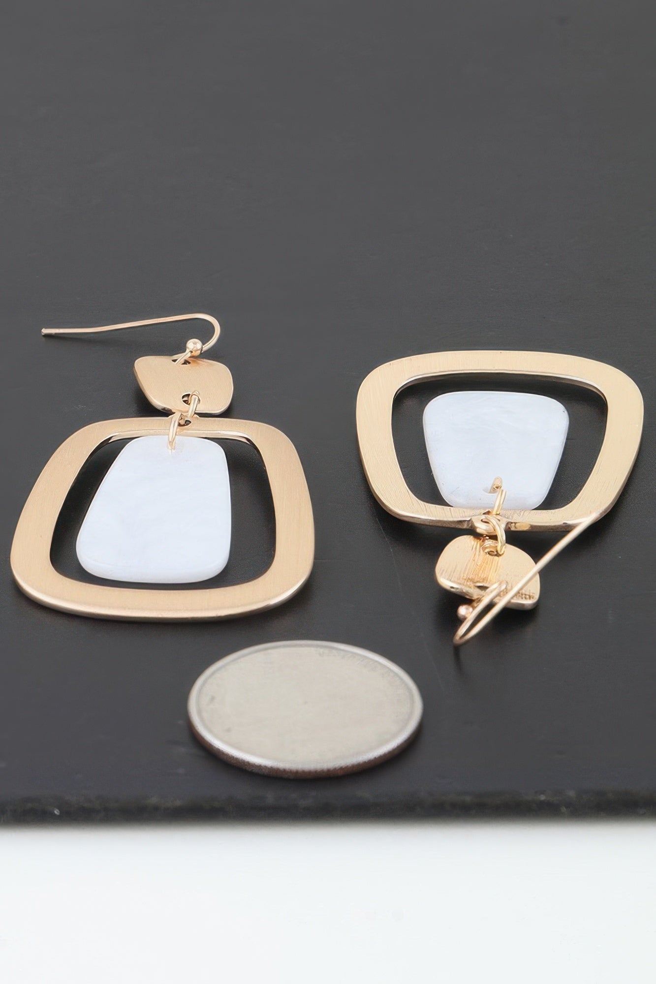 Modern Stone Frame Drop Earrings product image