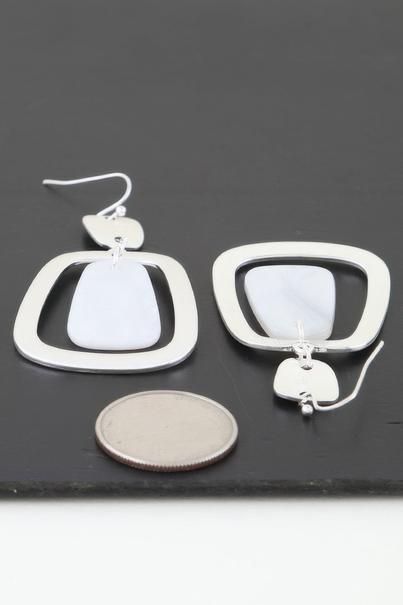Modern Stone Frame Drop Earrings product image