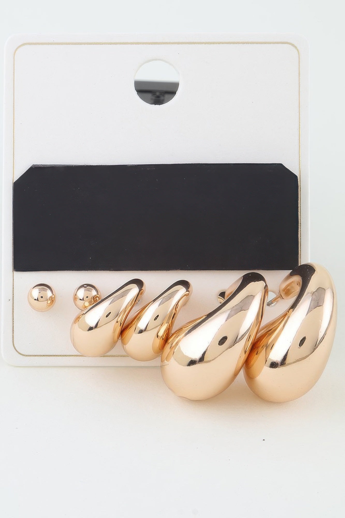 Triple Shiny Hoop N Bead Earrings Set product image