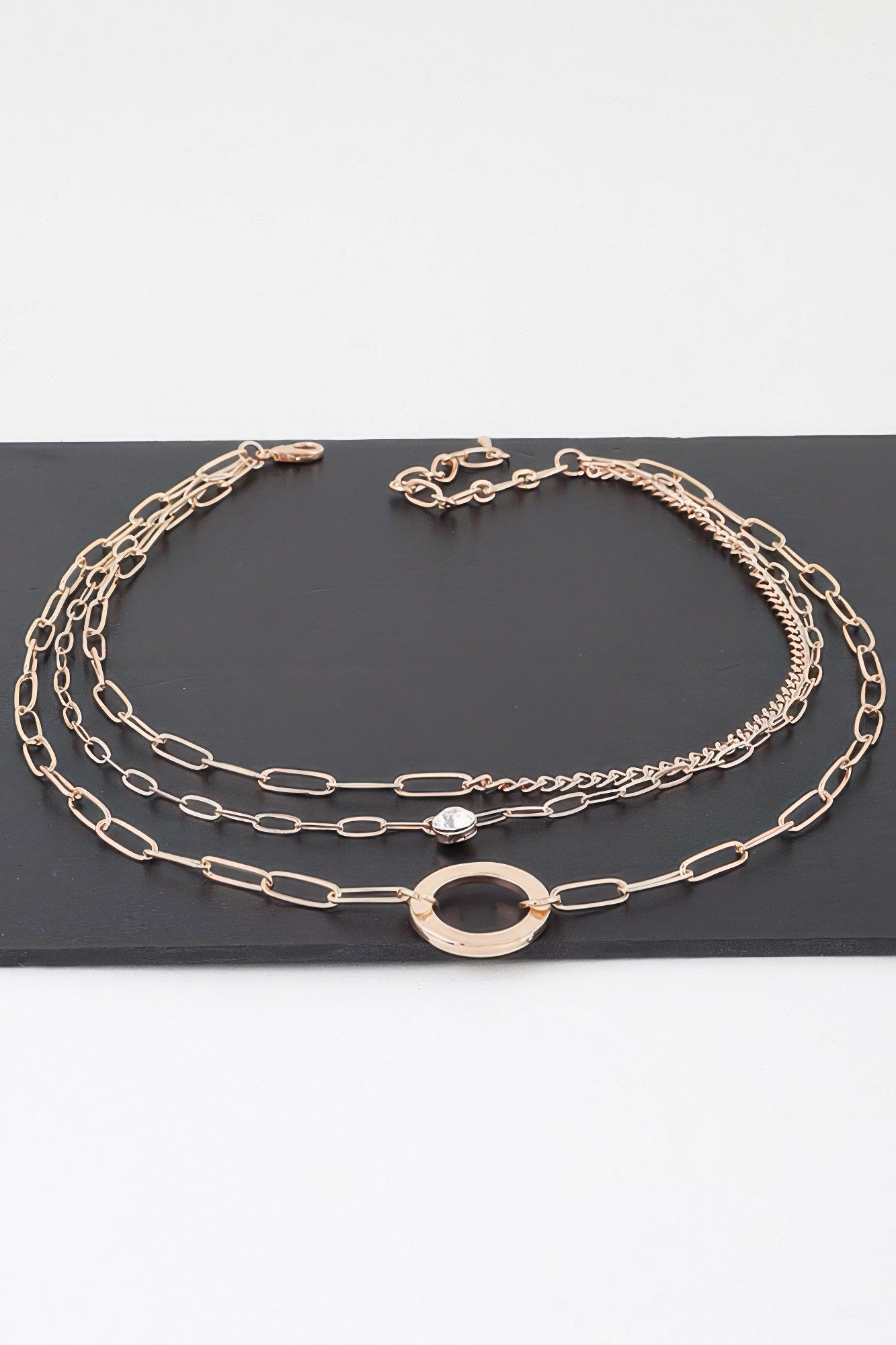 Multilayer Lin Chain Ring Necklace product image