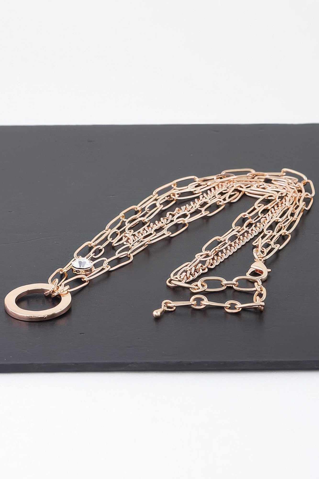 Multilayer Lin Chain Ring Necklace product image