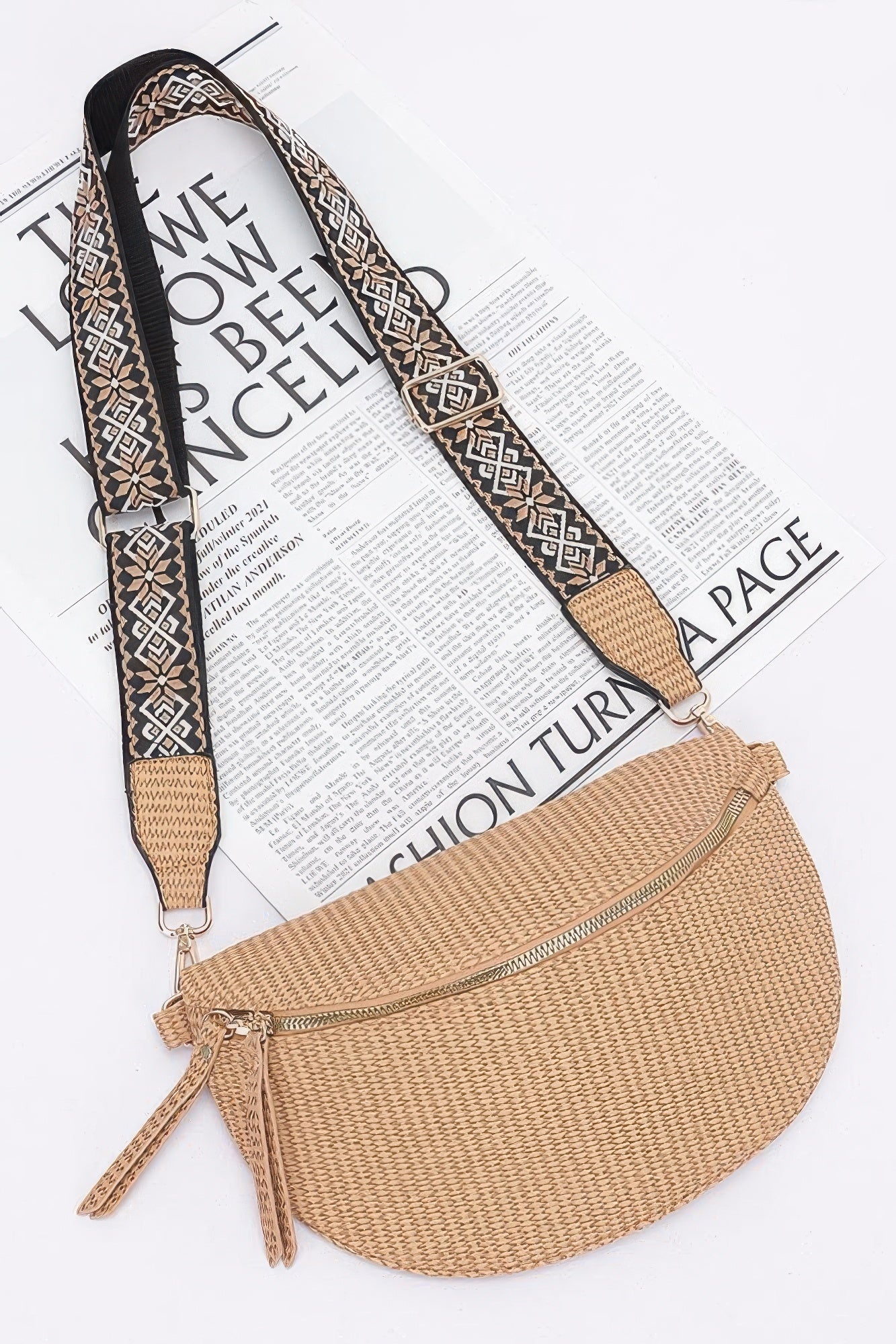 Faux Leather Fanny Pack W/ Multi Color Strap product image