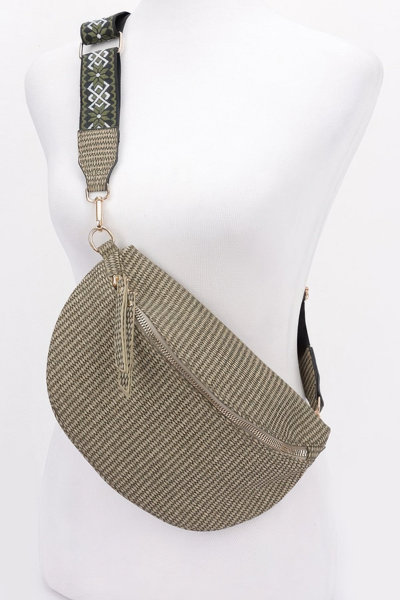 Faux Leather Fanny Pack W/ Multi Color Strap product image