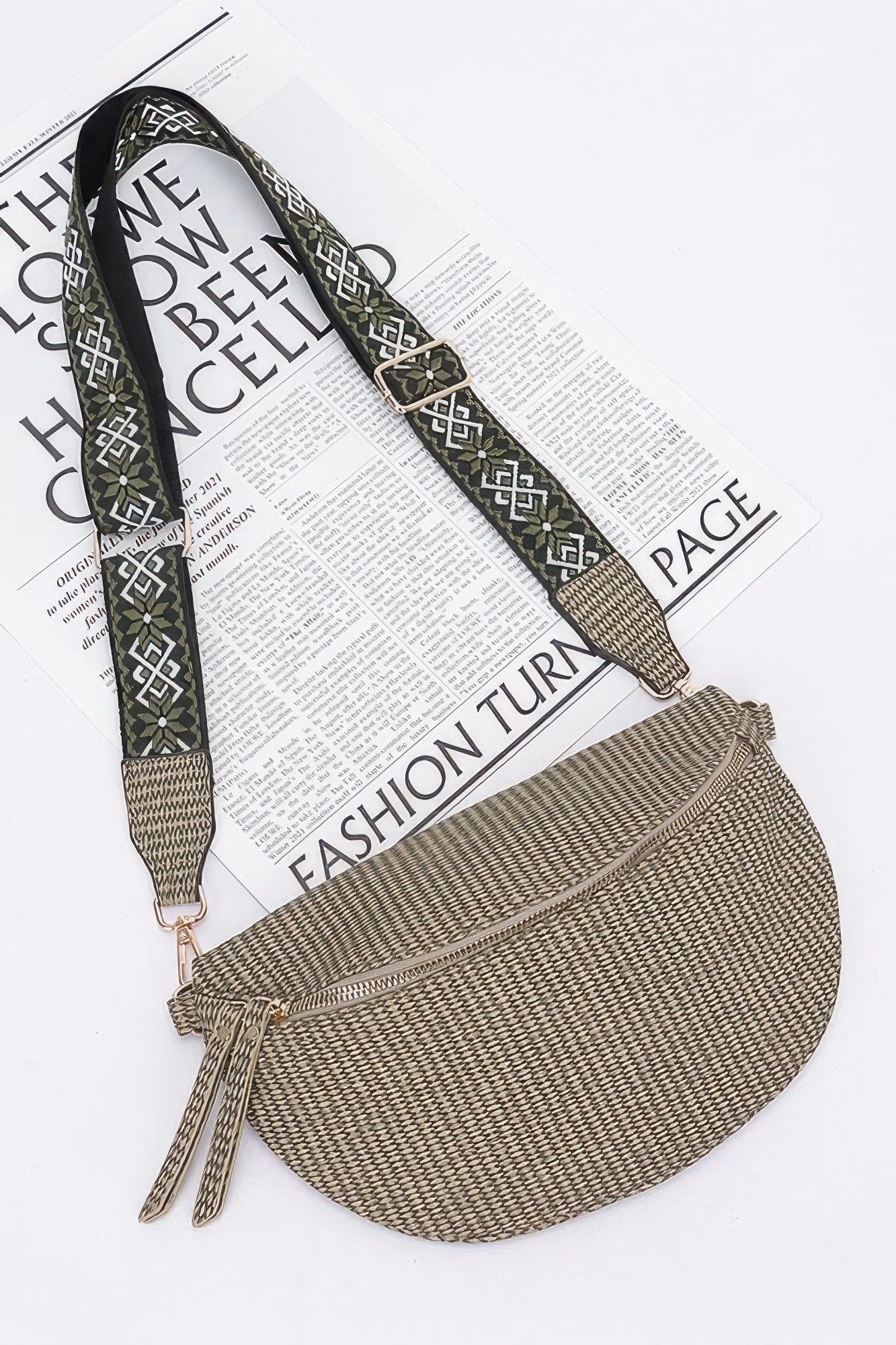 Faux Leather Fanny Pack W/ Multi Color Strap product image