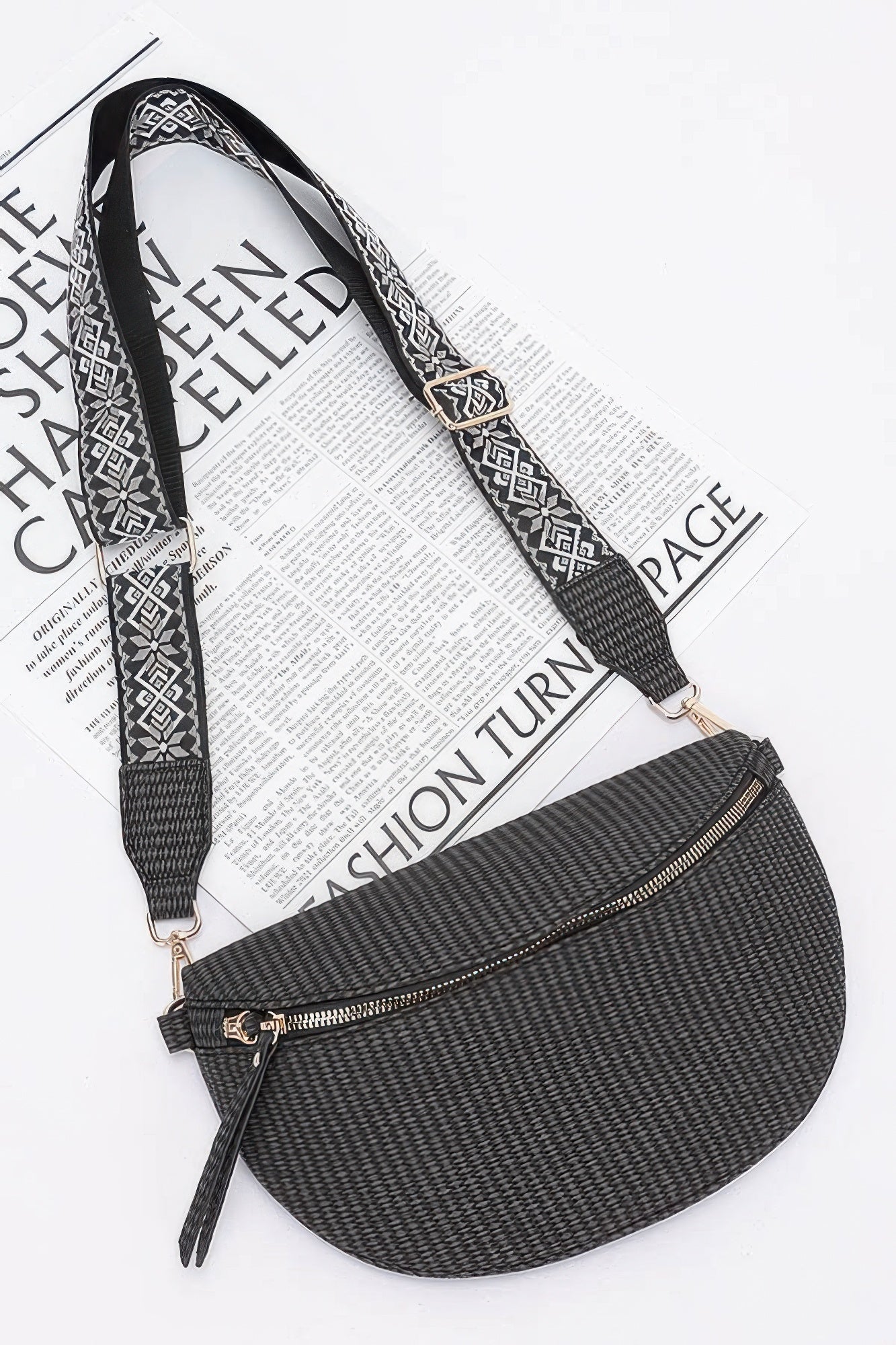 Faux Leather Fanny Pack W/ Multi Color Strap product image