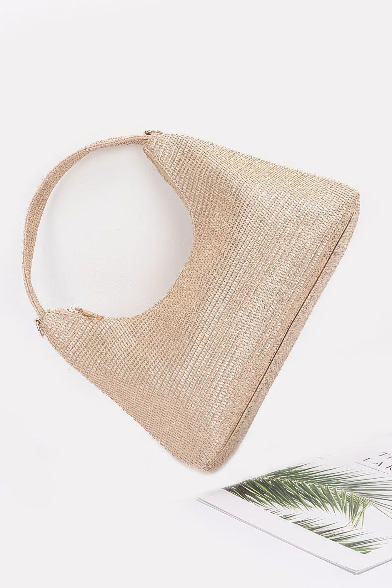 Metallic Faux Straw Hobo Bag product image