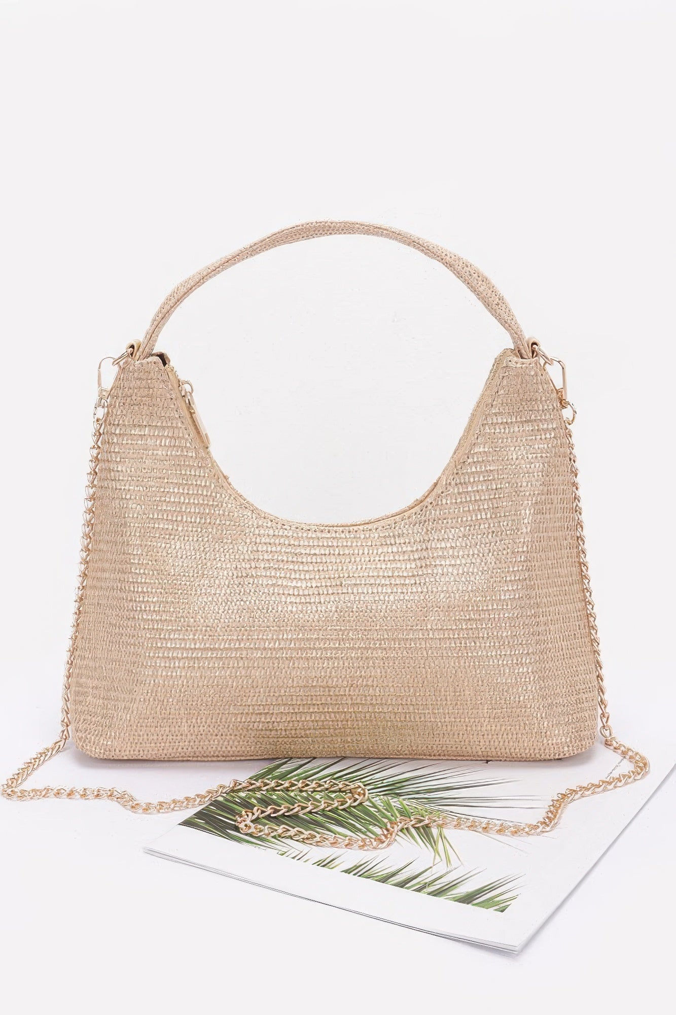 Metallic Faux Straw Hobo Bag product image