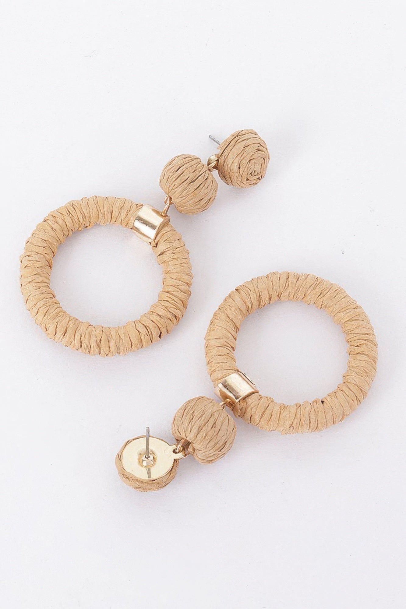 Round Faux Straw Earring product image