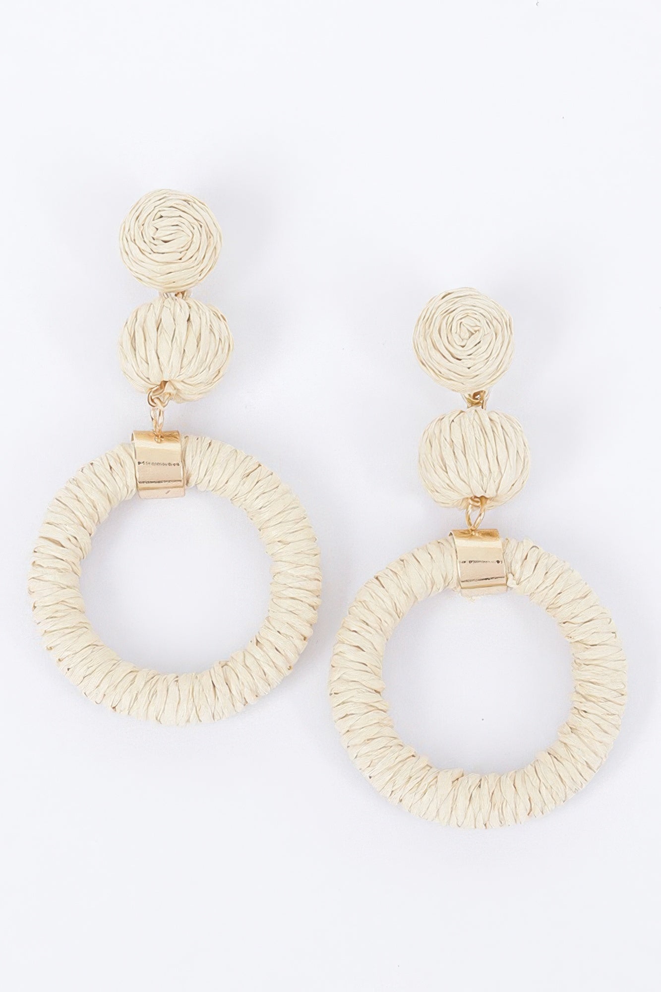 Round Faux Straw Earring product image