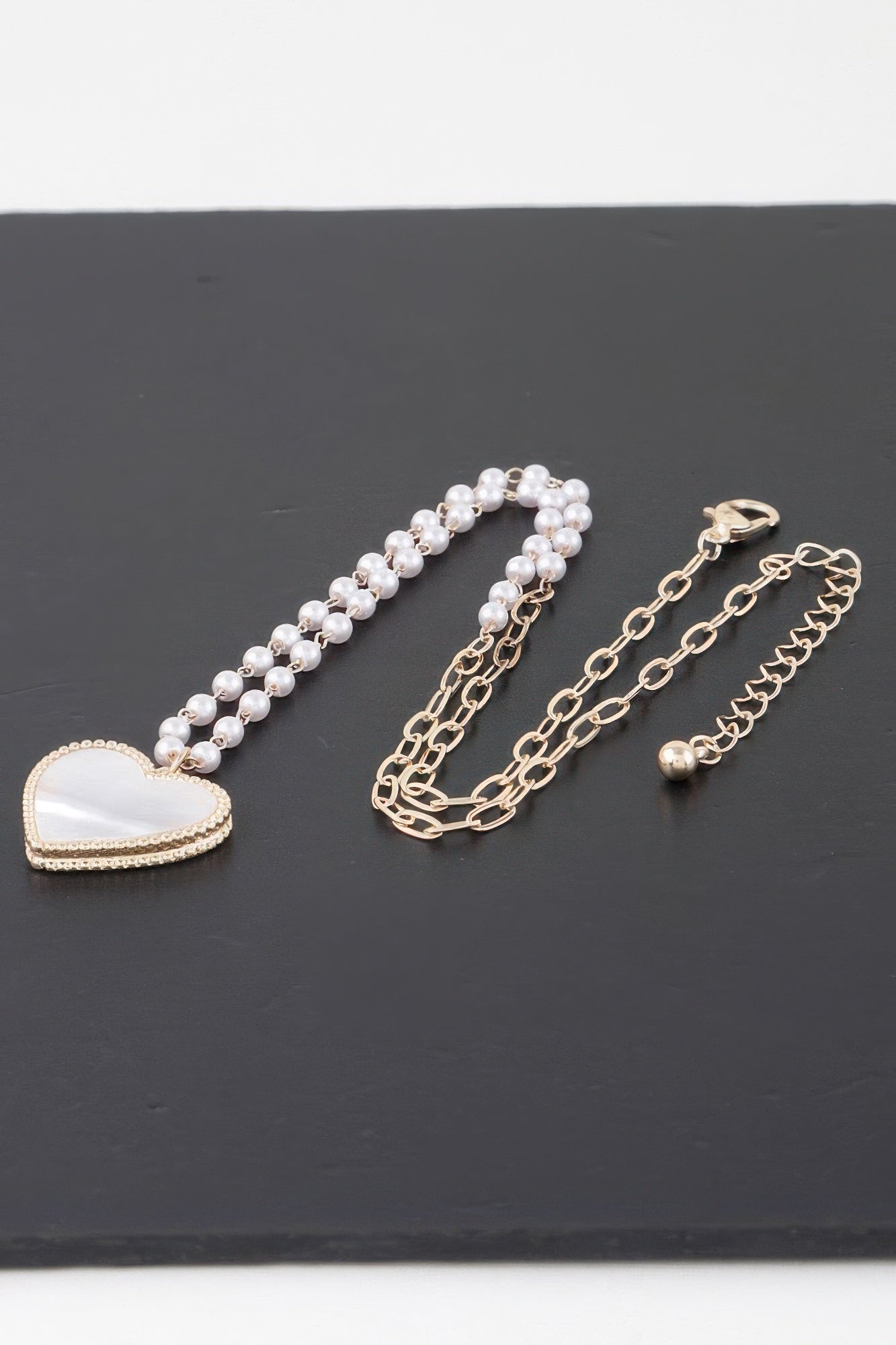 Pearled Marble Heart Necklace product image