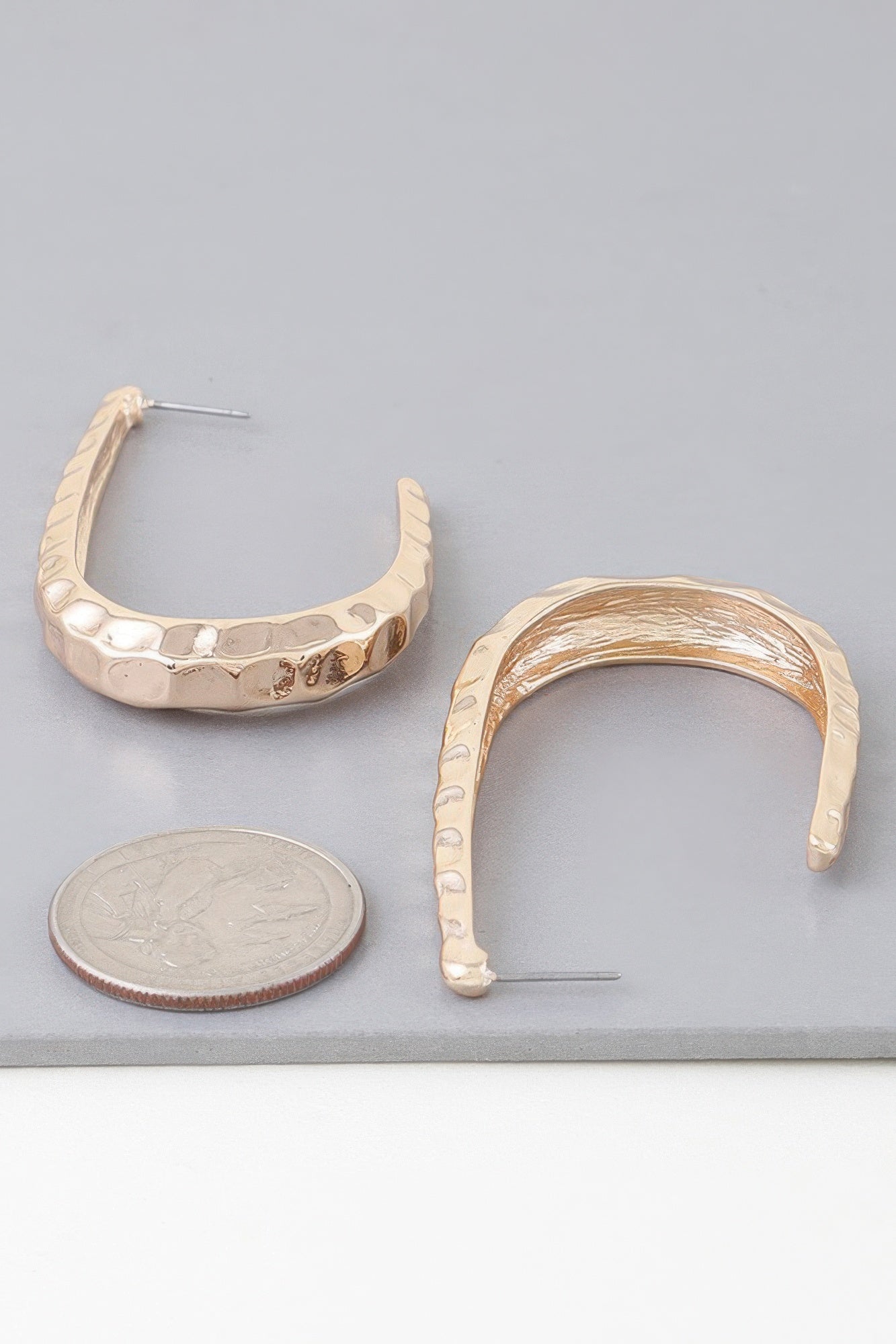 Hammered Open Oval Hoop Earrings product image