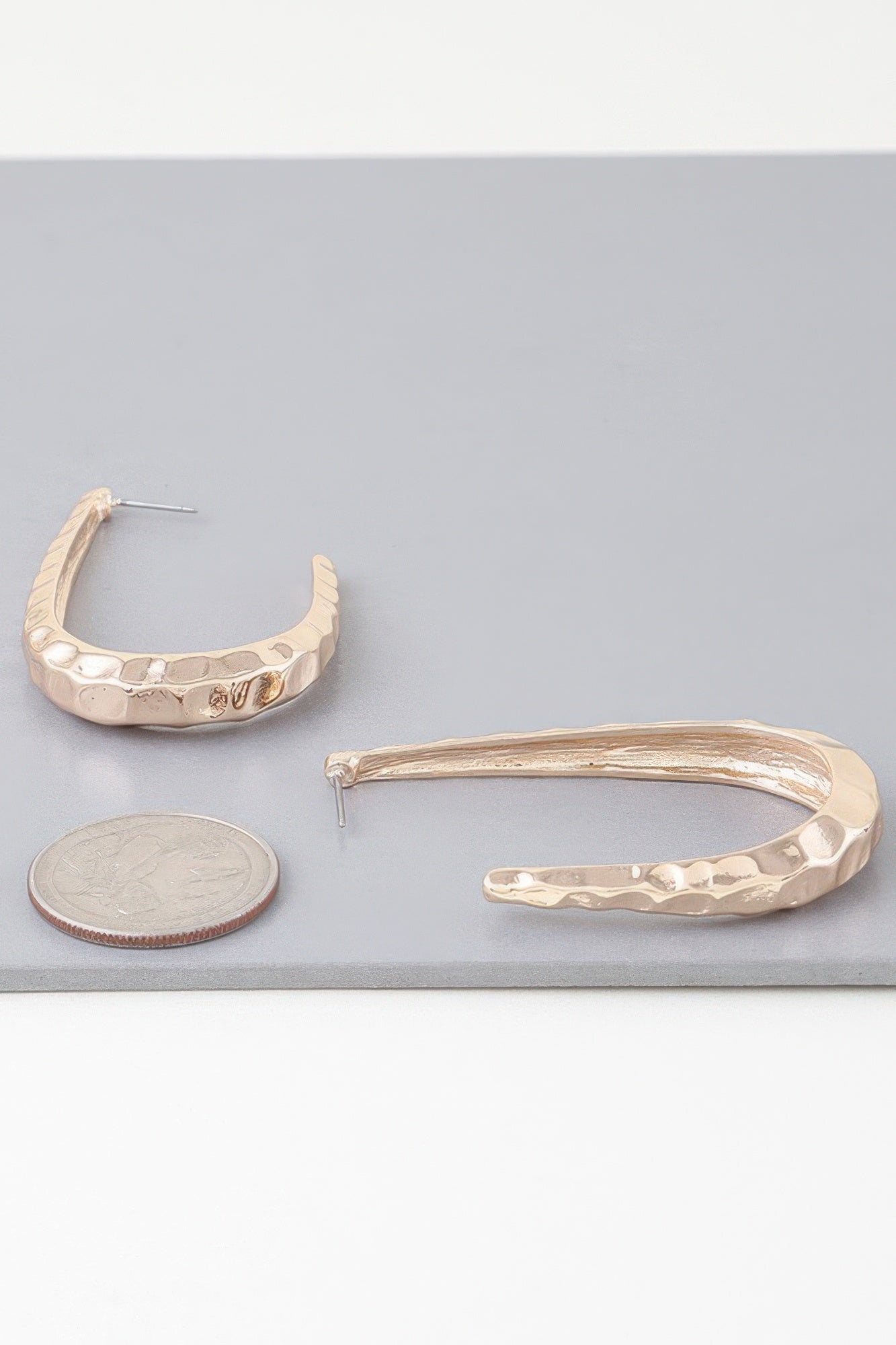 Hammered Open Oval Hoop Earrings product image
