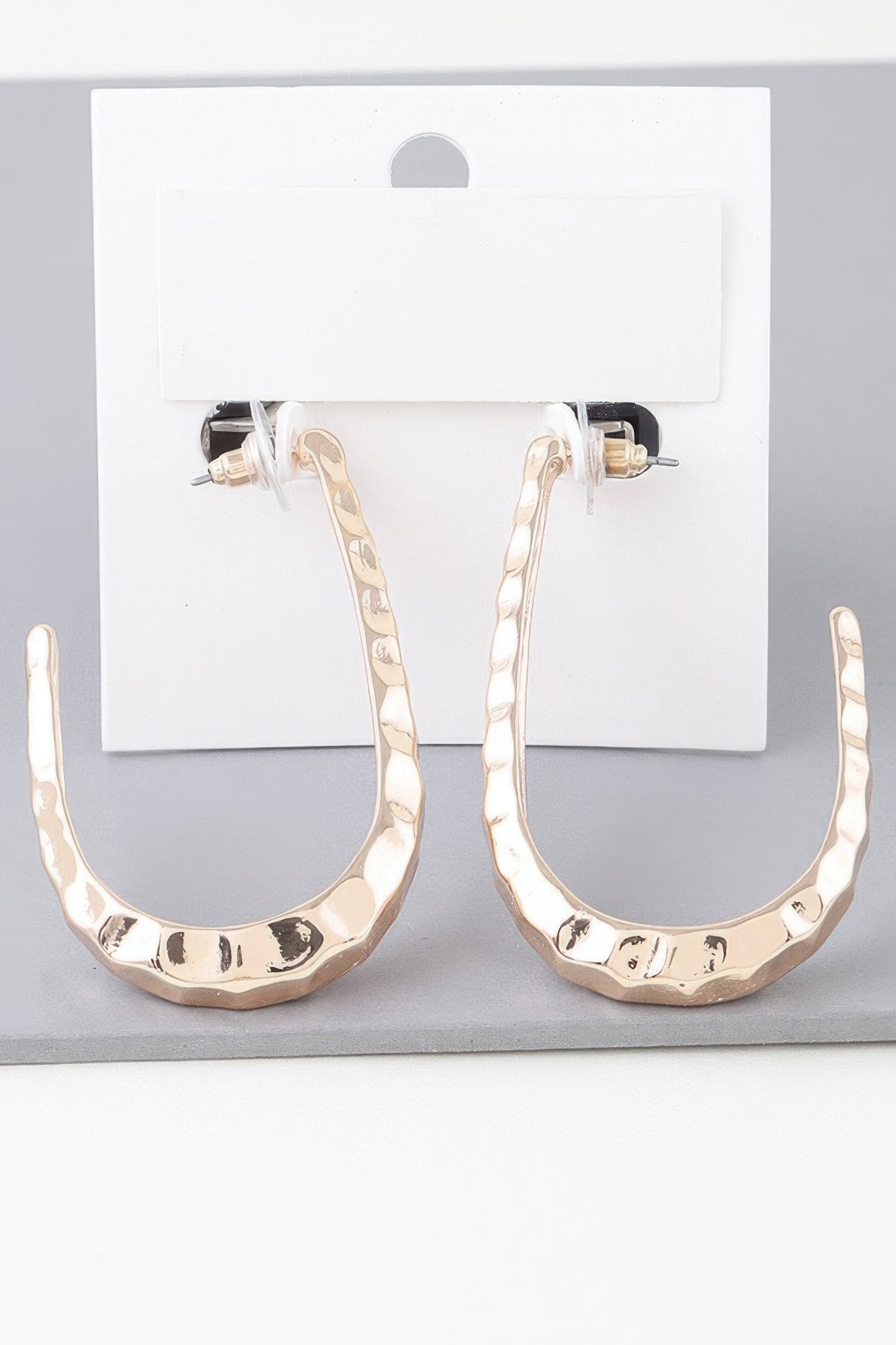 Hammered Open Oval Hoop Earrings product image