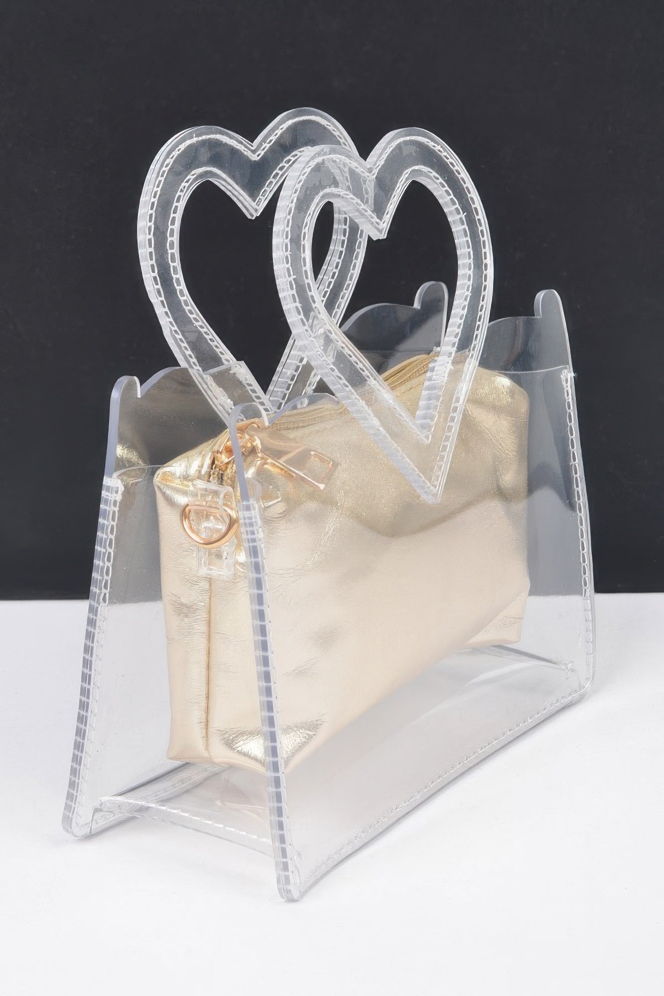 Transparent Heart Shape Handle Clutch W/pouch product image