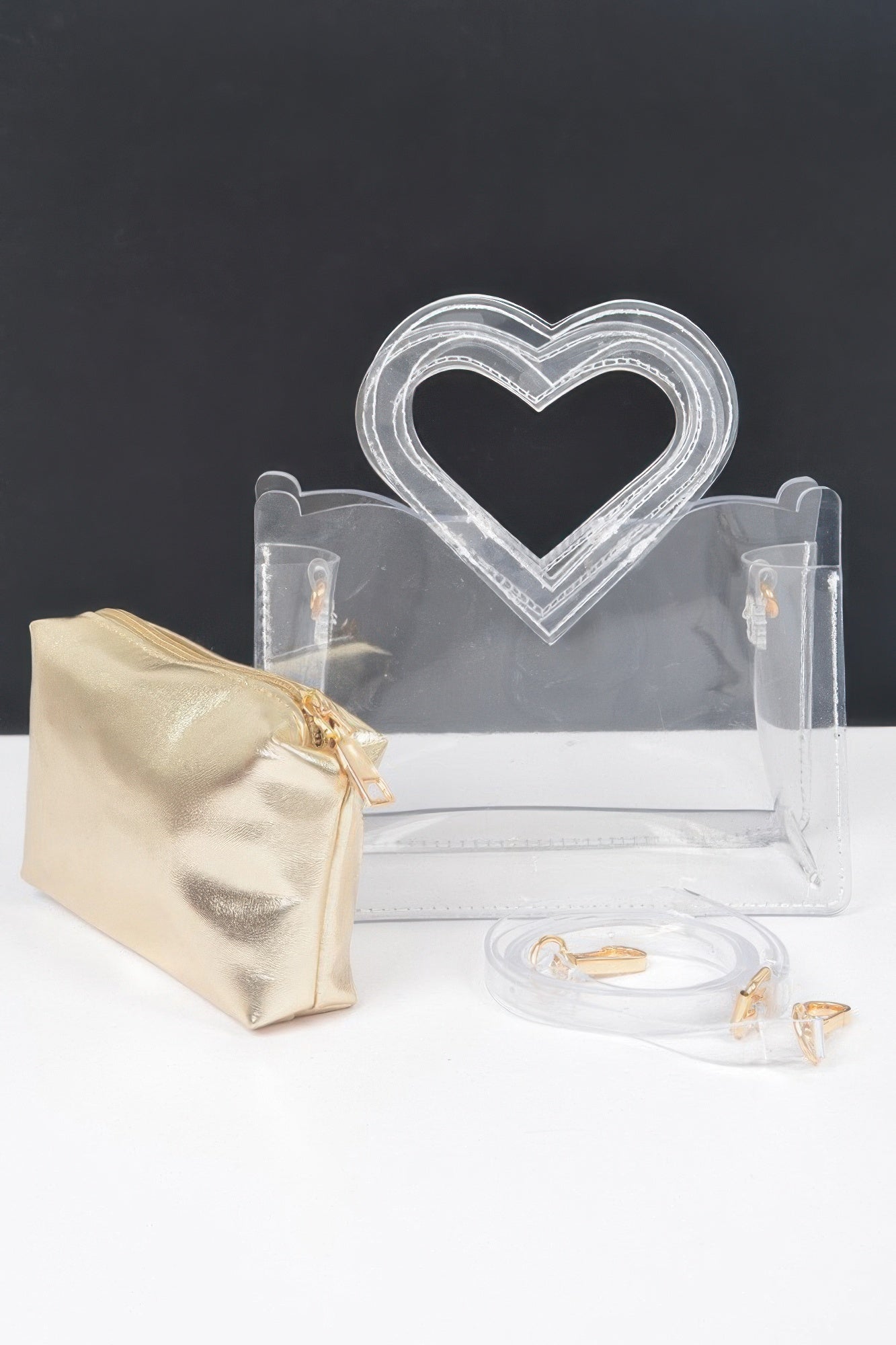 Transparent Heart Shape Handle Clutch W/pouch product image