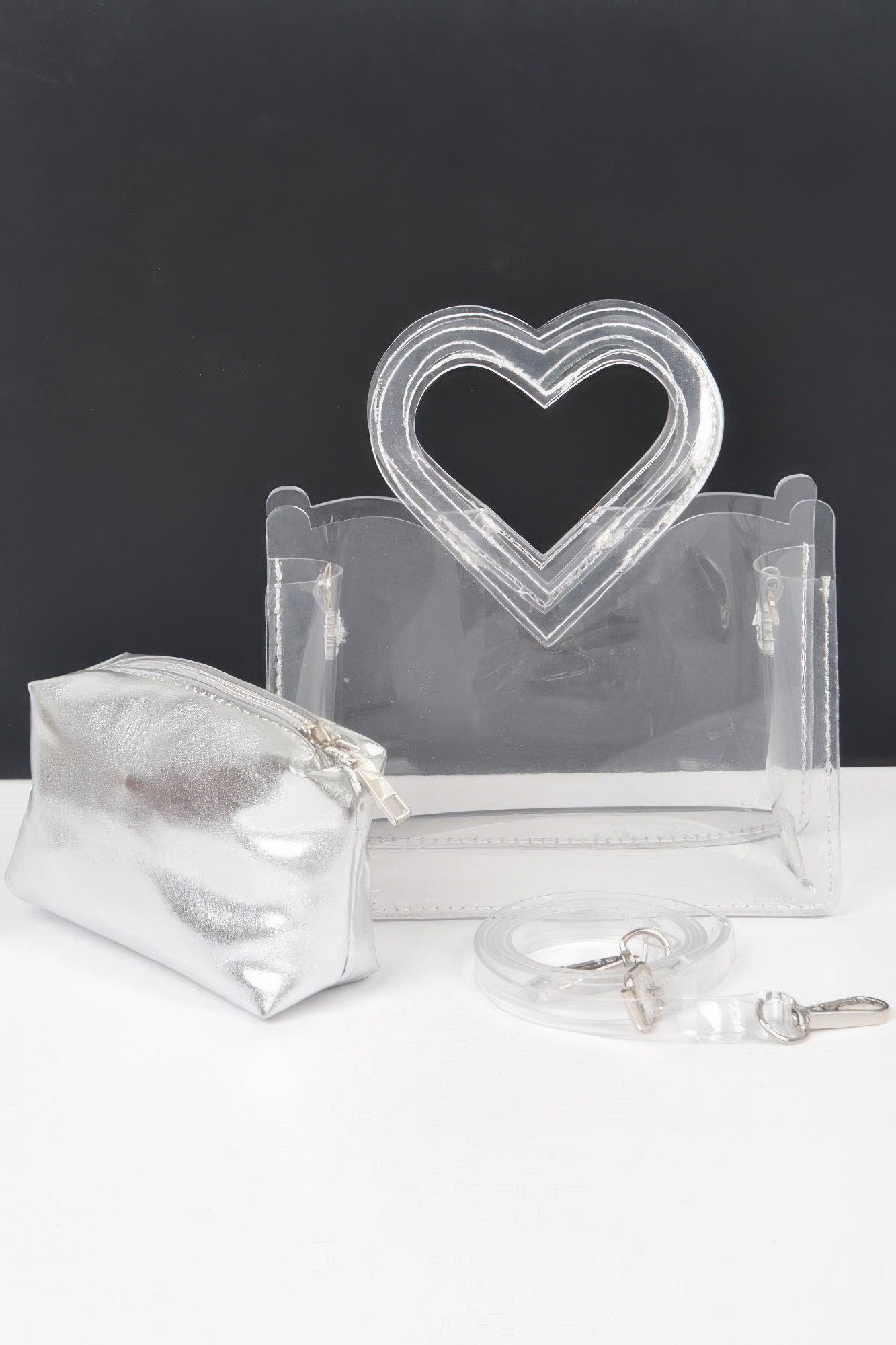 Transparent Heart Shape Handle Clutch W/pouch product image