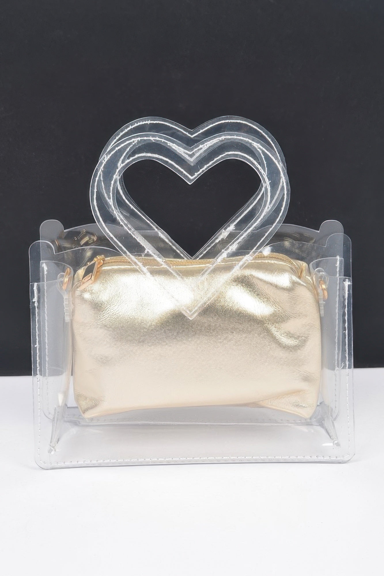 Transparent Heart Shape Handle Clutch W/pouch product image