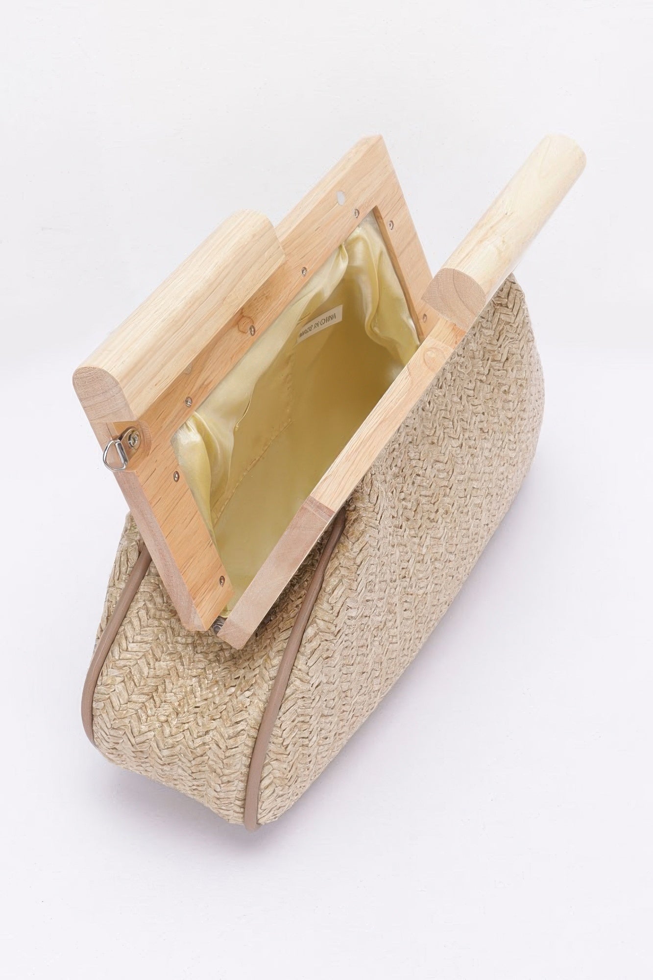 Faux Straw Wood Frame Clutch product image