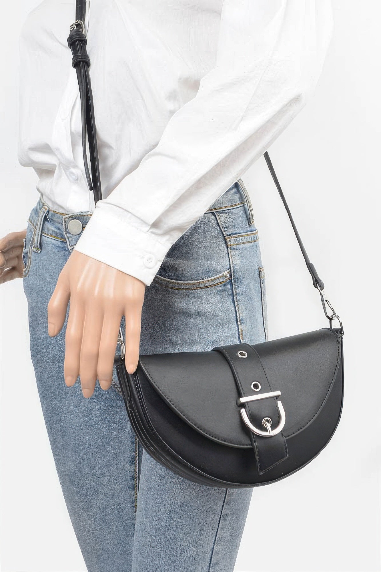 Faux Leather Buckle Shoulder Bag product image