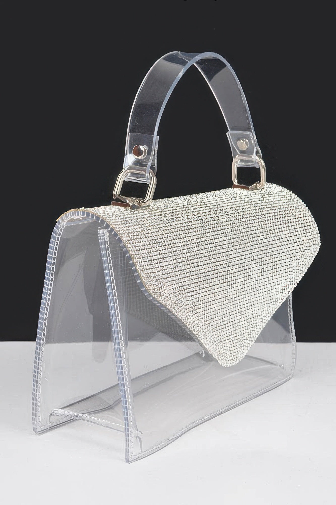 Transparent Rhinestone Top Handle Flap Bag product image