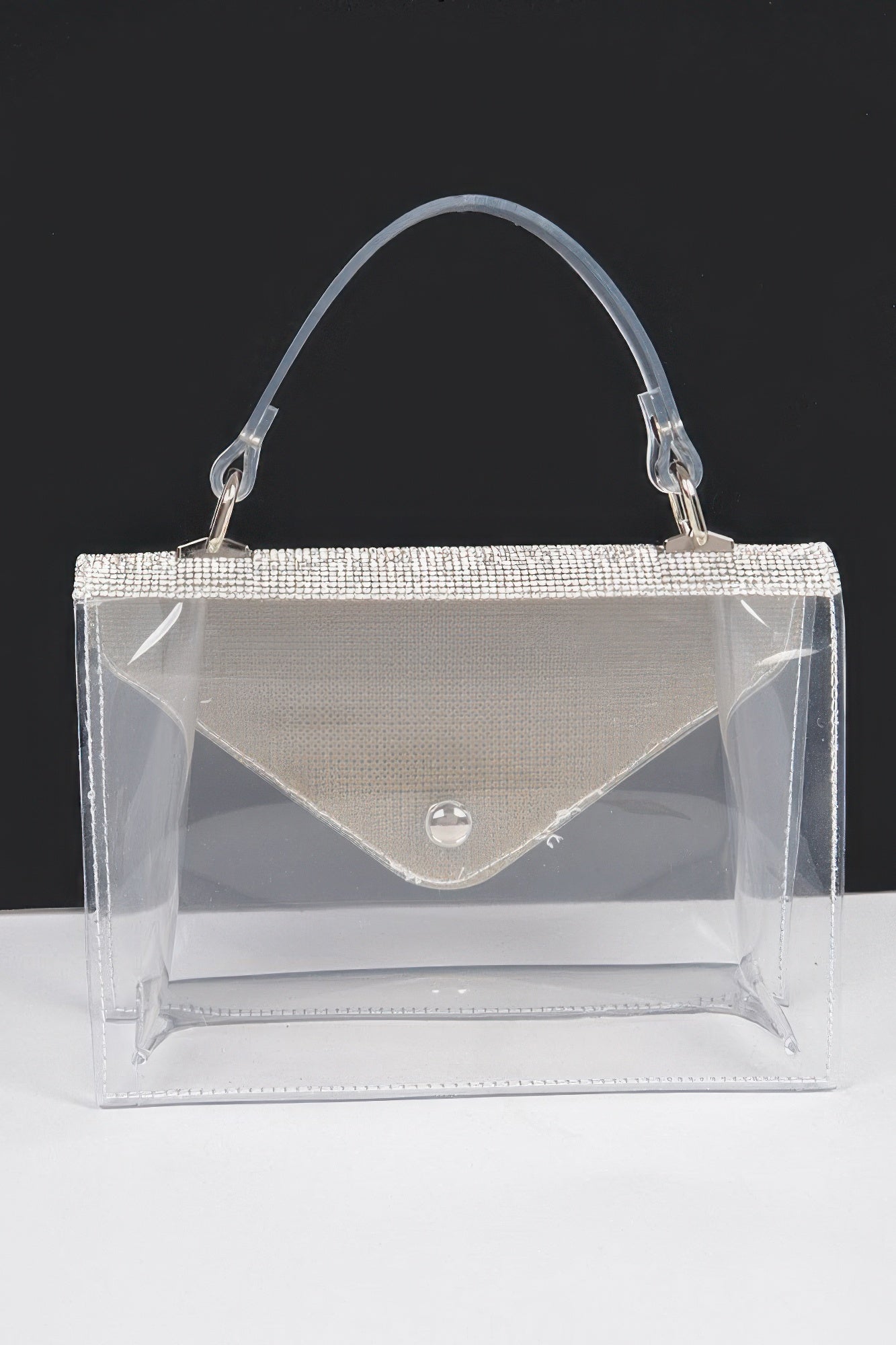 Transparent Rhinestone Top Handle Flap Bag product image