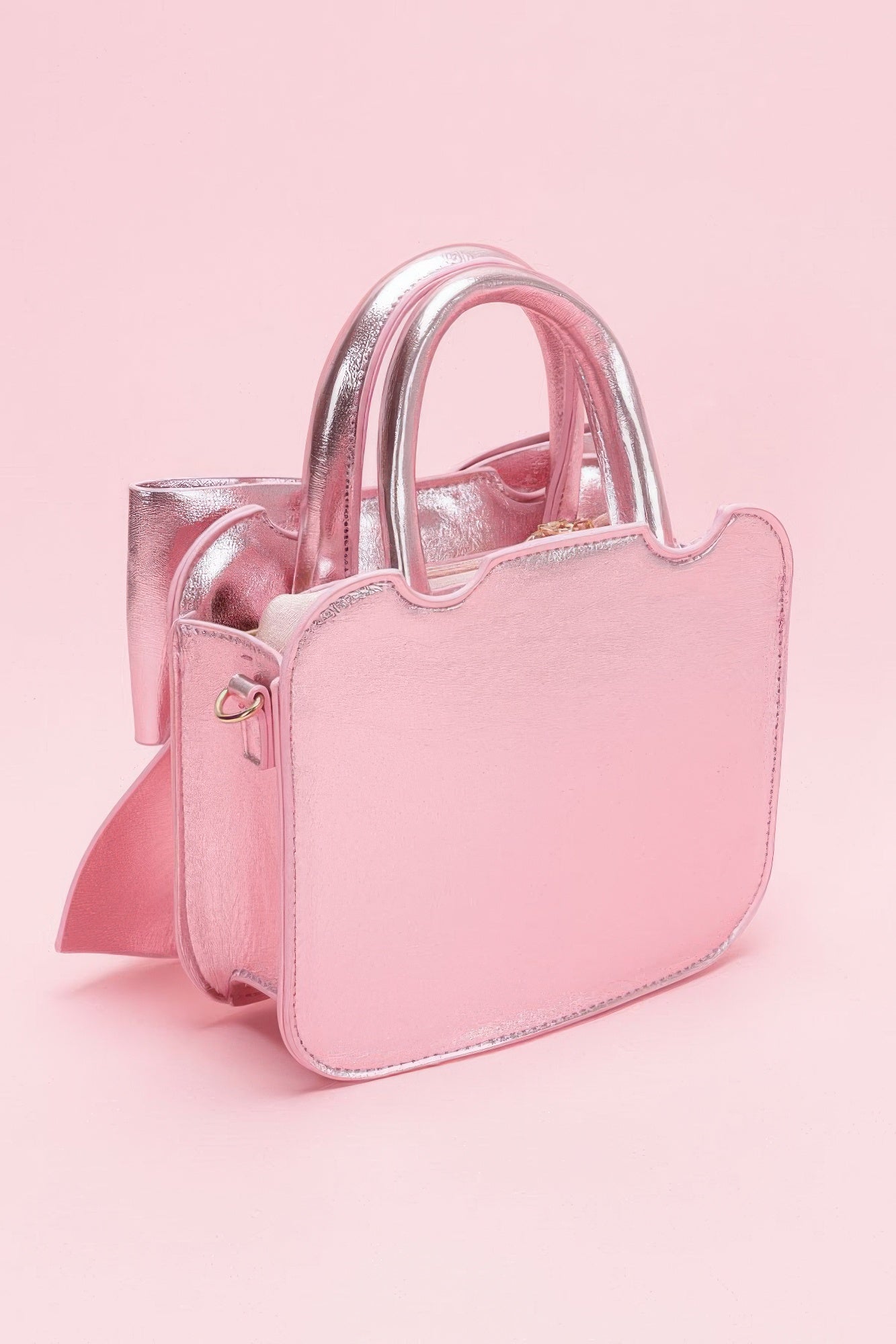 Metallic Bow Front Top Handle Clutch product image