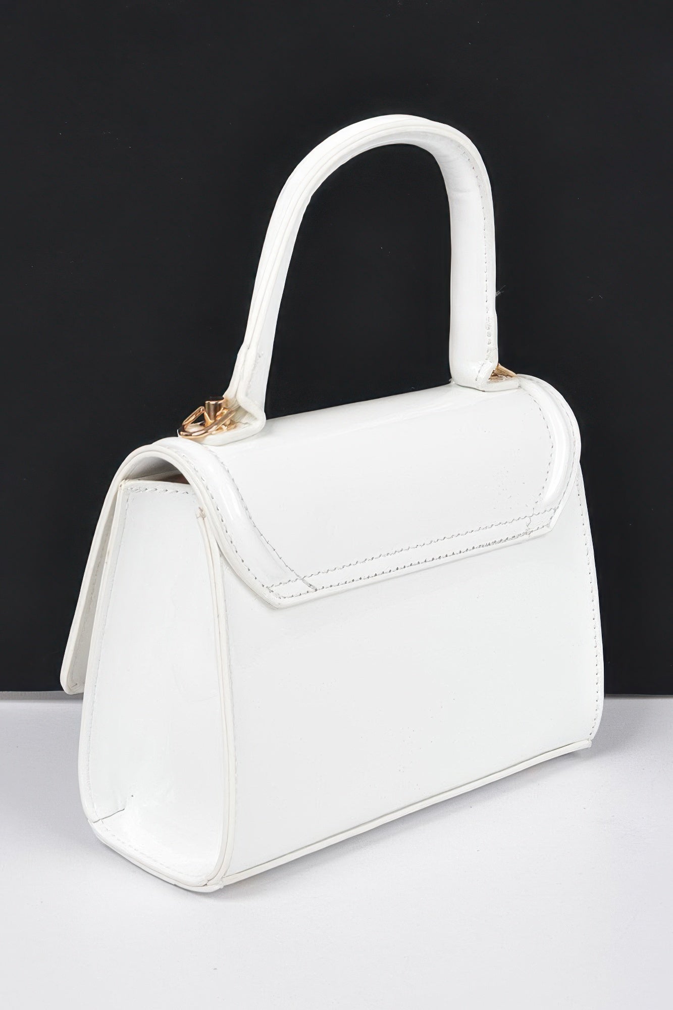 Enamel Faux Leather Top Handle Bag product image