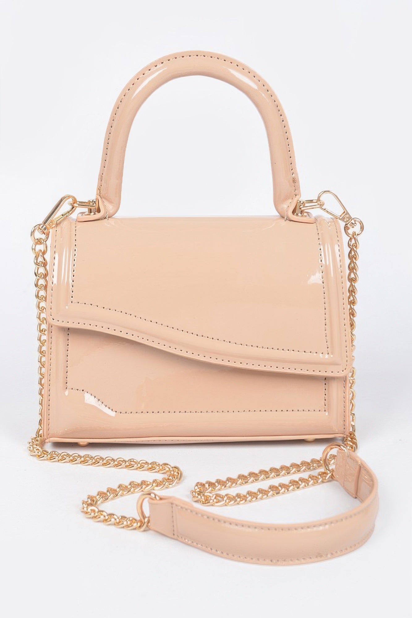 Enamel Faux Leather Top Handle Bag product image