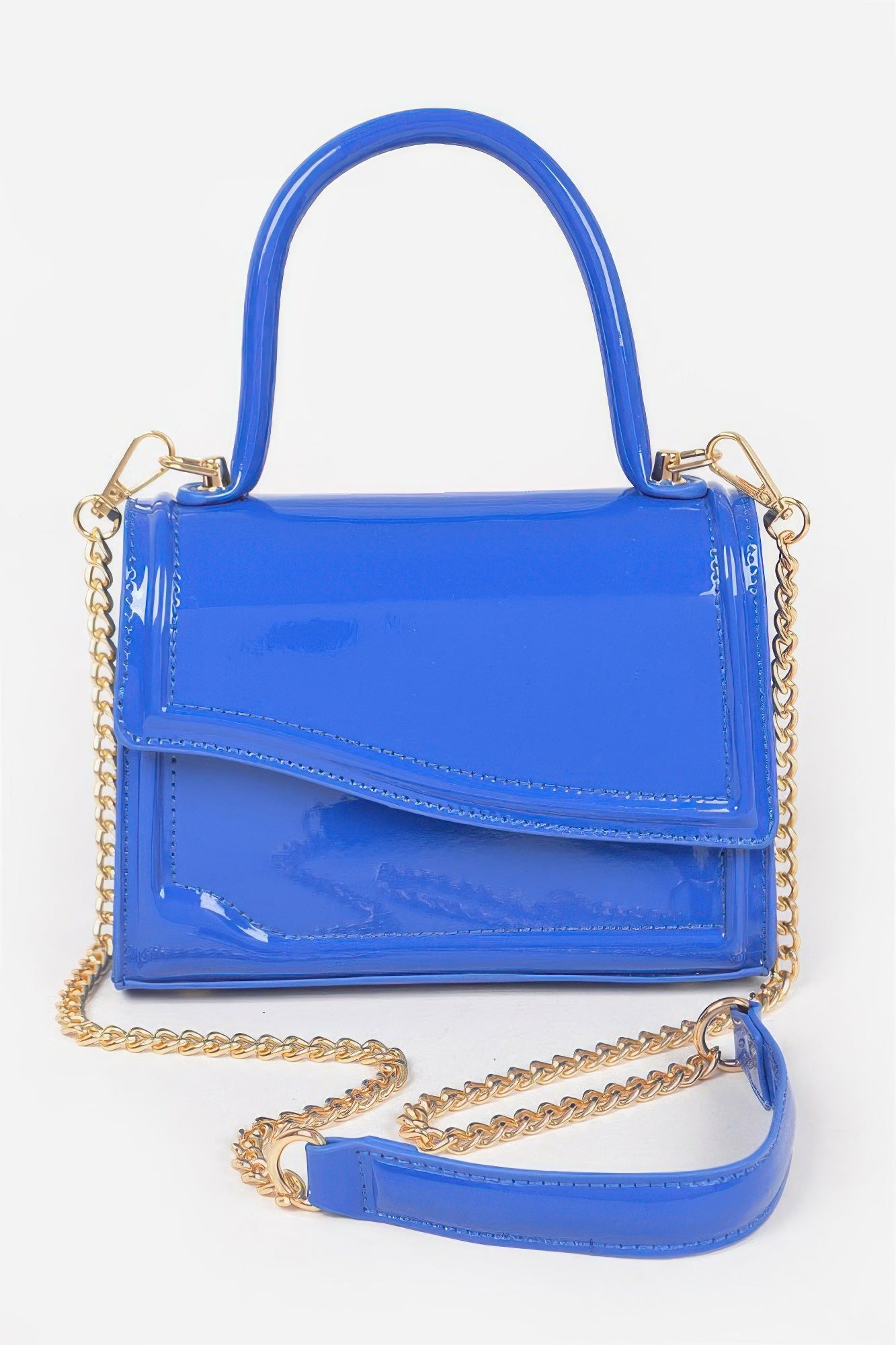 Enamel Faux Leather Top Handle Bag product image