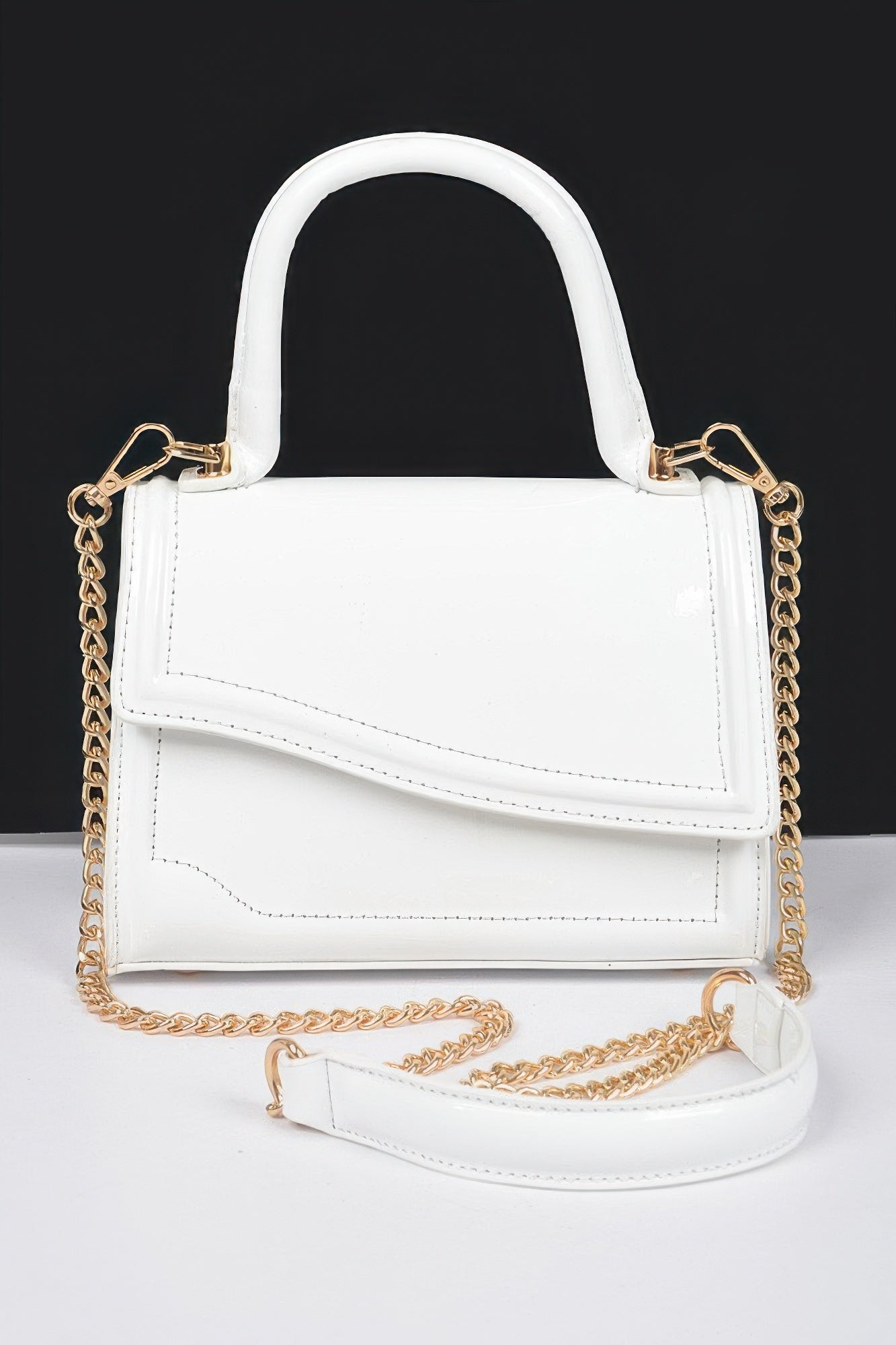 Enamel Faux Leather Top Handle Bag product image