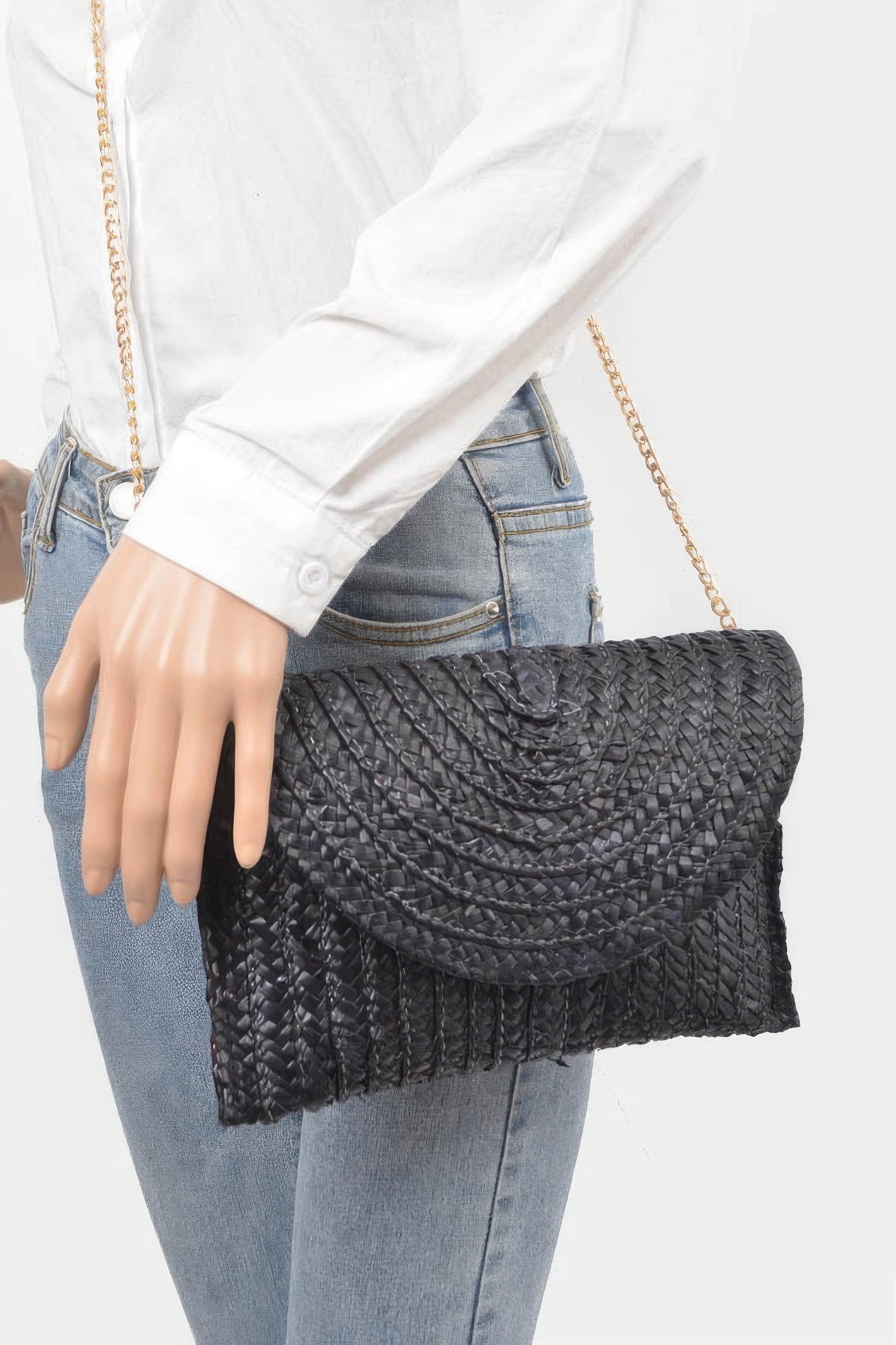 Straw Pom Pom Flap Bag product image