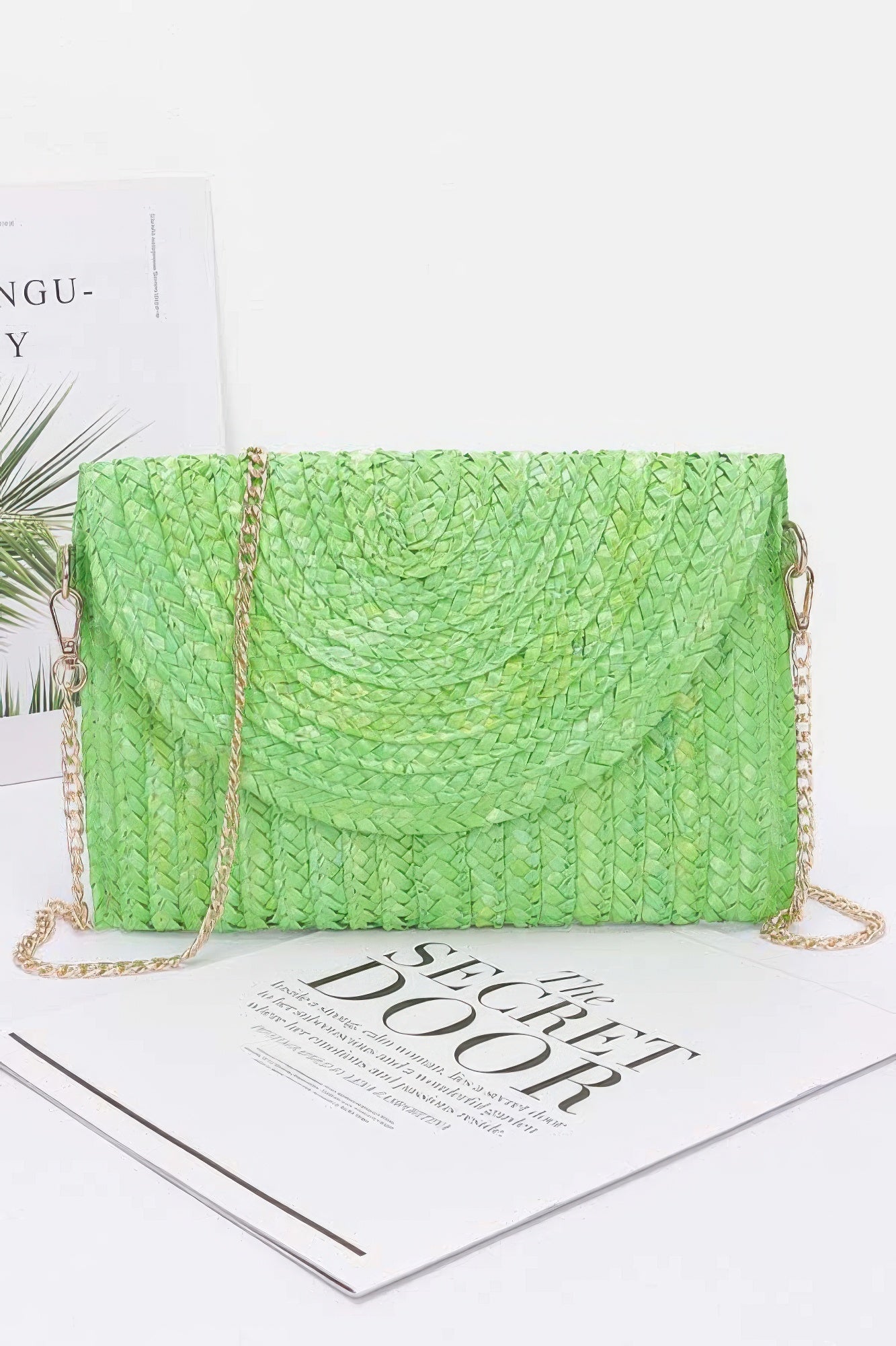 Straw Pom Pom Flap Bag product image
