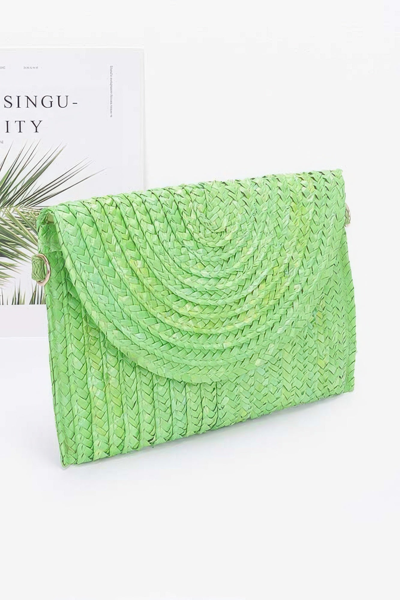 Straw Pom Pom Flap Bag product image