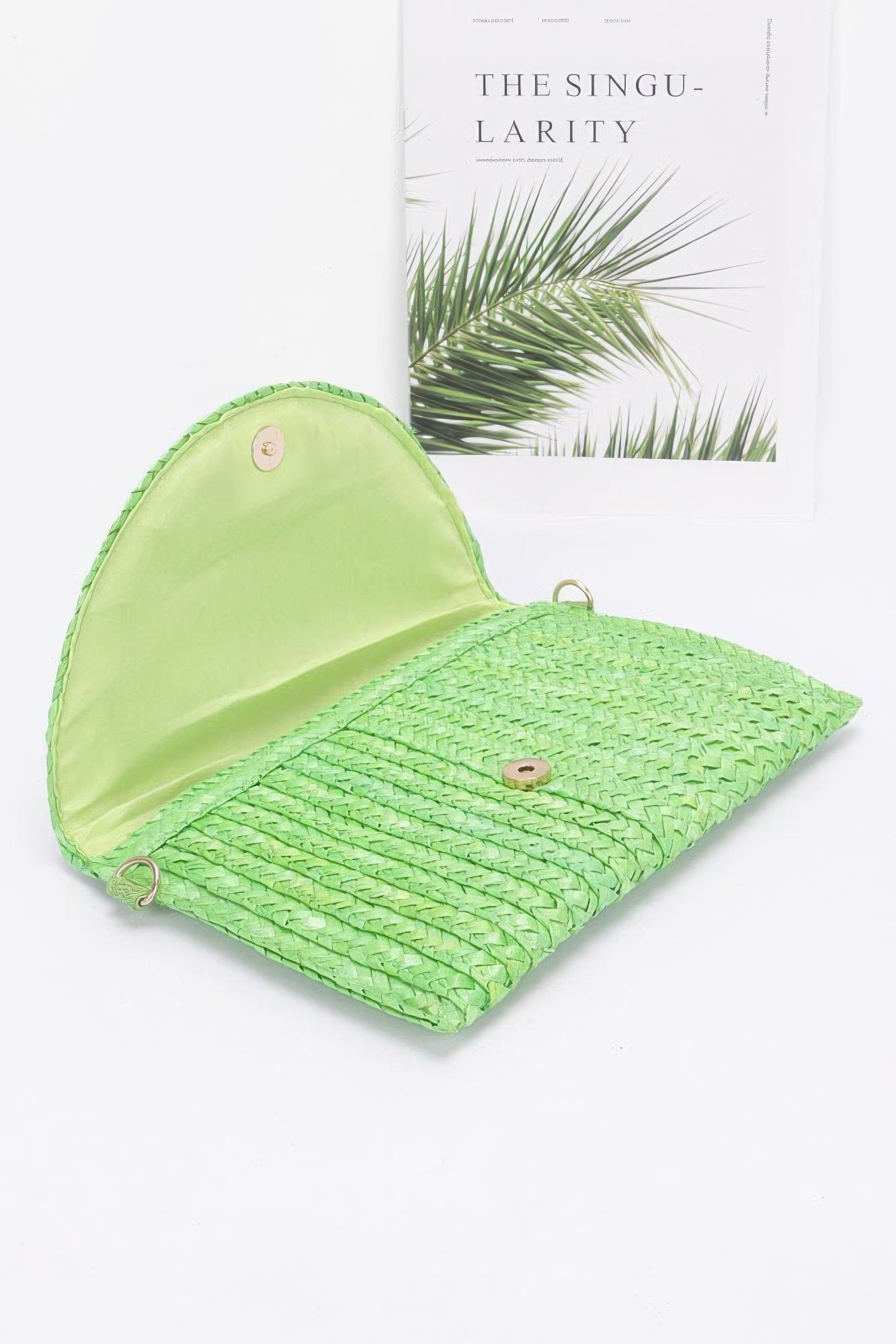 Straw Pom Pom Flap Bag product image